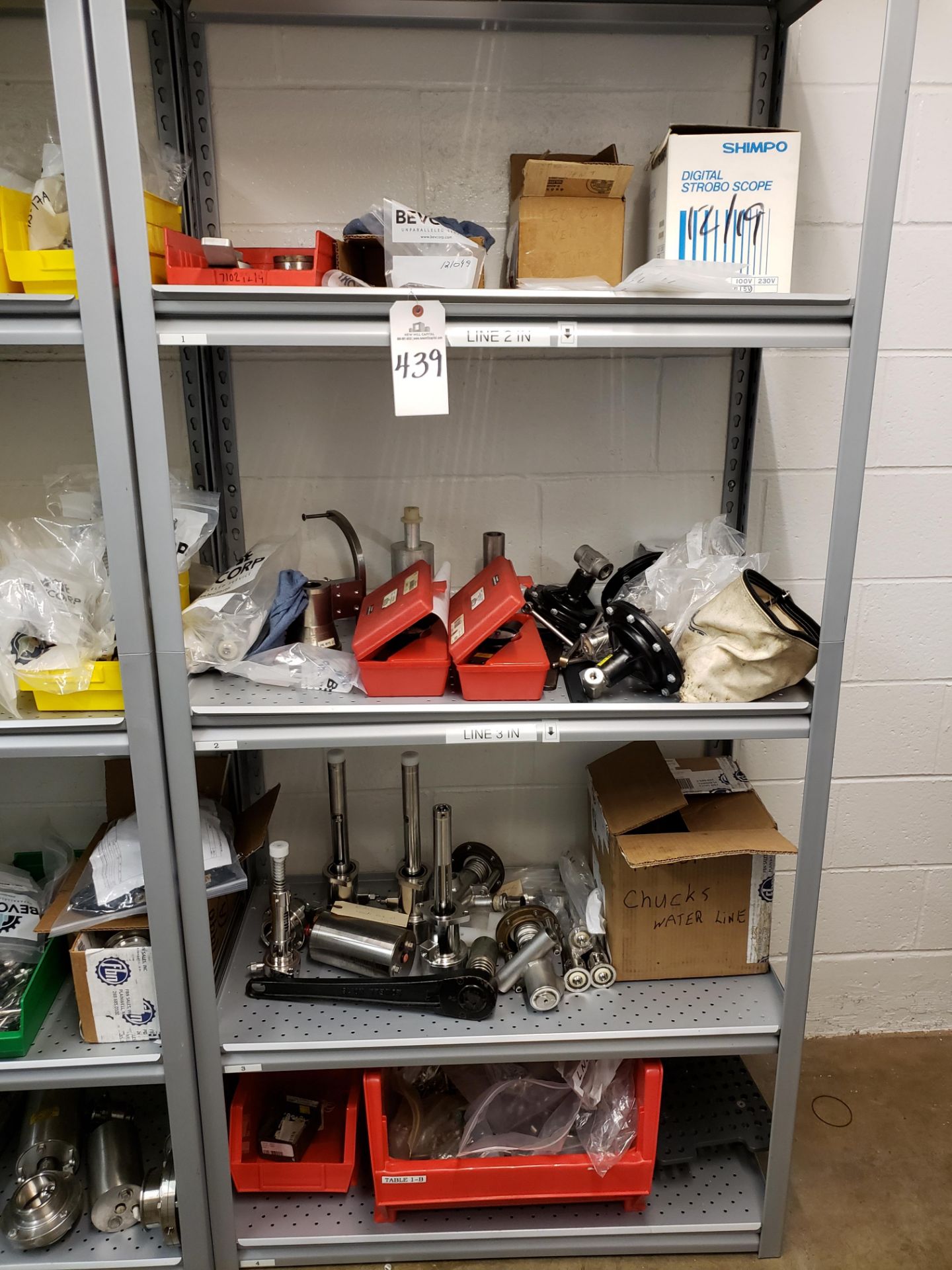 Contents of Storage Shelf Section, Filler Nozzle Spare Parts | Rig Fee: $50