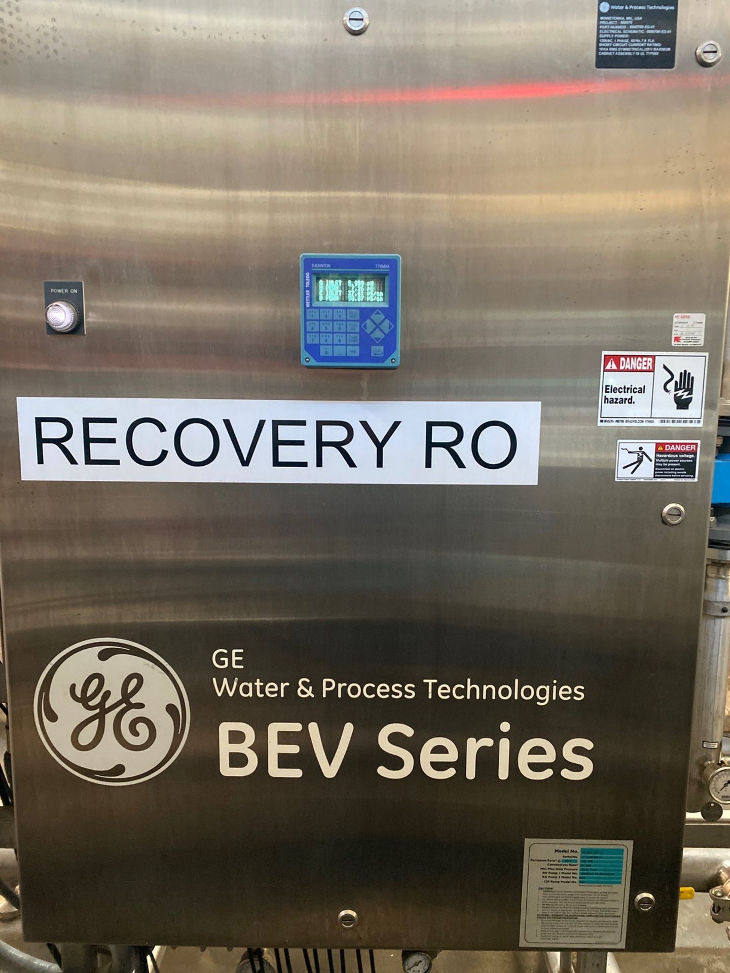 2011 GE Process Reverse Osmosis System, Model RO BEV-100 SS, 100 GPM Permeate Rate, | Rig Fee: $2250 - Image 3 of 7