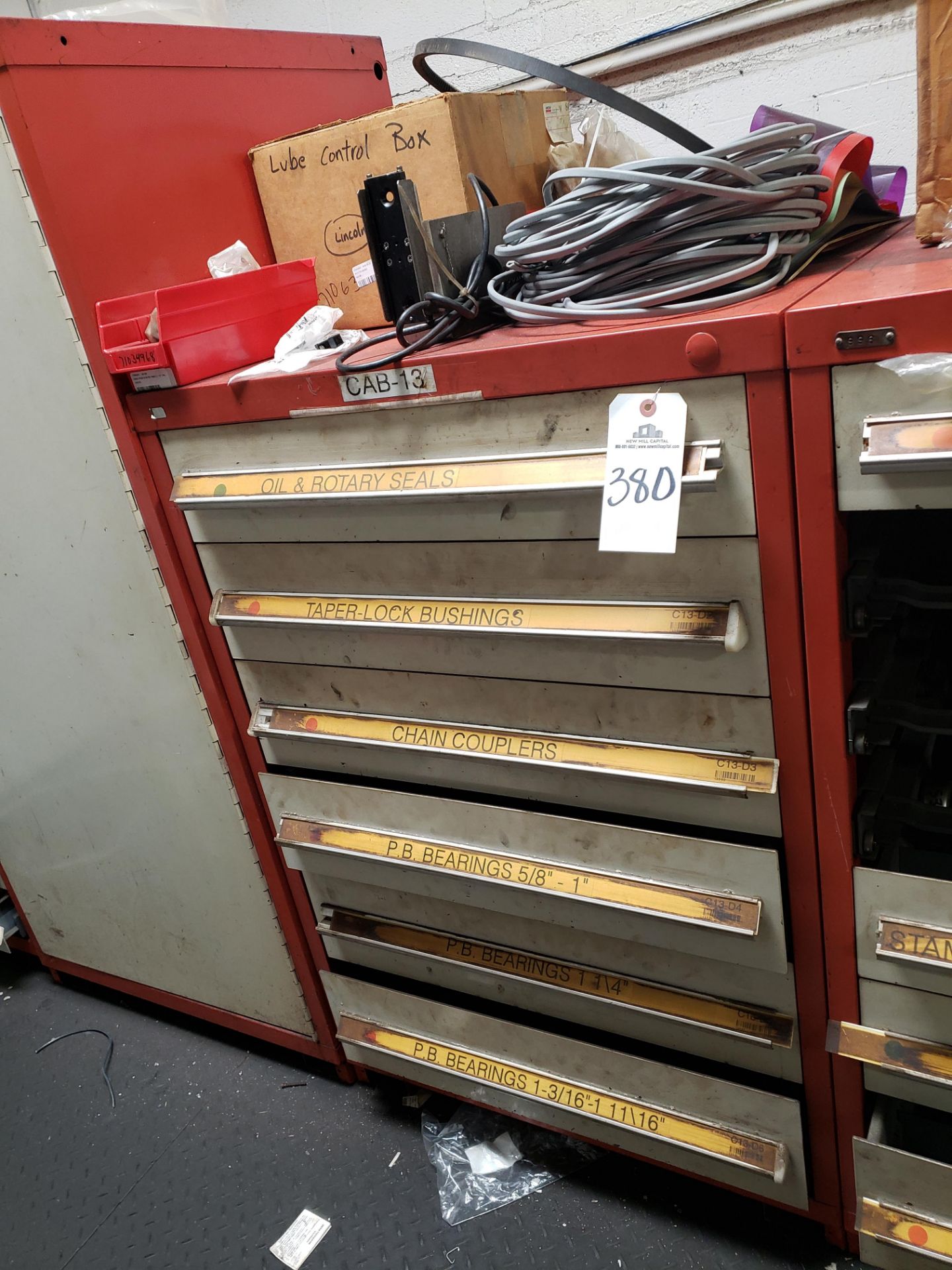 6 Drawer Storage Cabinet, W/ Contents, Spare Parts | Rig Fee: $100