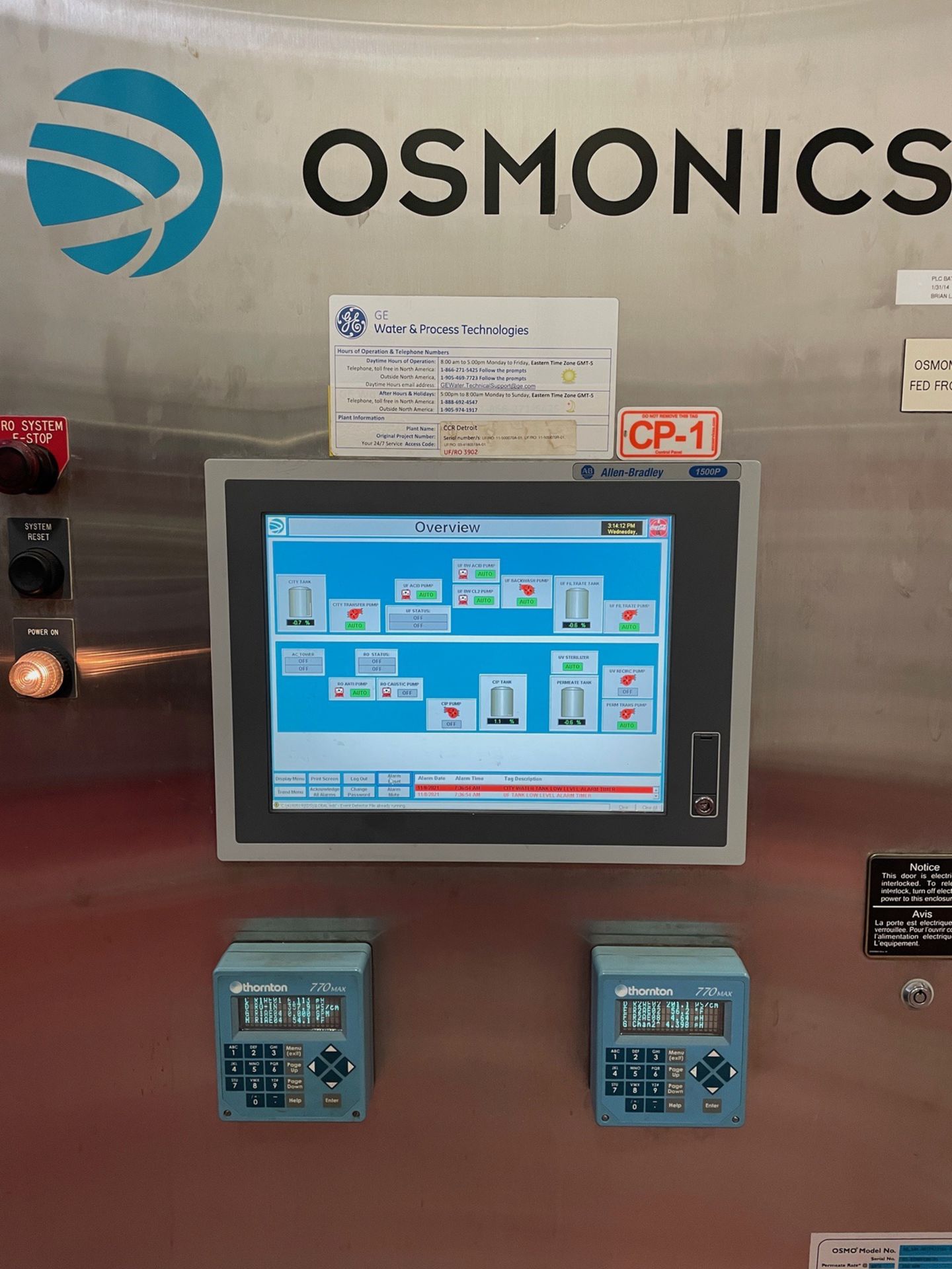 GE Osmonics 150 GPM Reverse Osmosis System, Model RO.54A-HR(PA)216K-DP-DLX, Control | Rig Fee: $4250 - Image 3 of 14