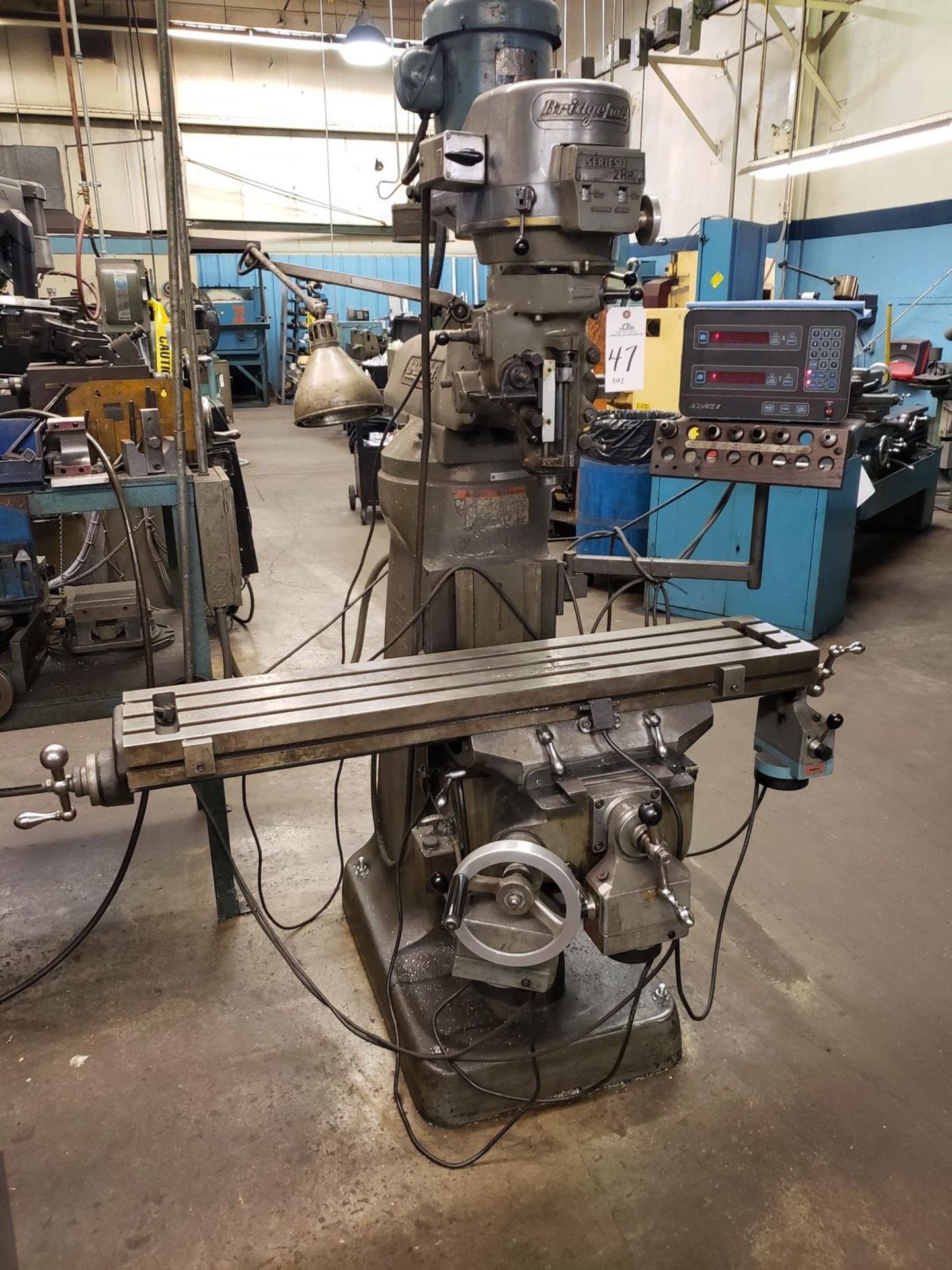 Bridgeport 9" X 48" Vertical Milling Machine, DRO, V.S., 3 Axis P.F. | Rig Fee $200