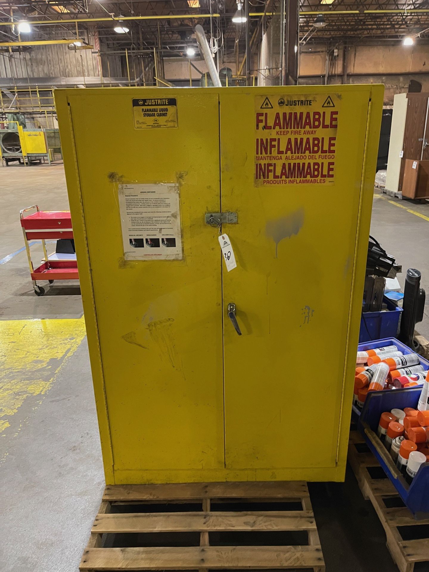 Lot of Justrite Flammable Liquids Storage Cabinet and Paint, Model #25860, 90 Gallo | Rig Fee $50