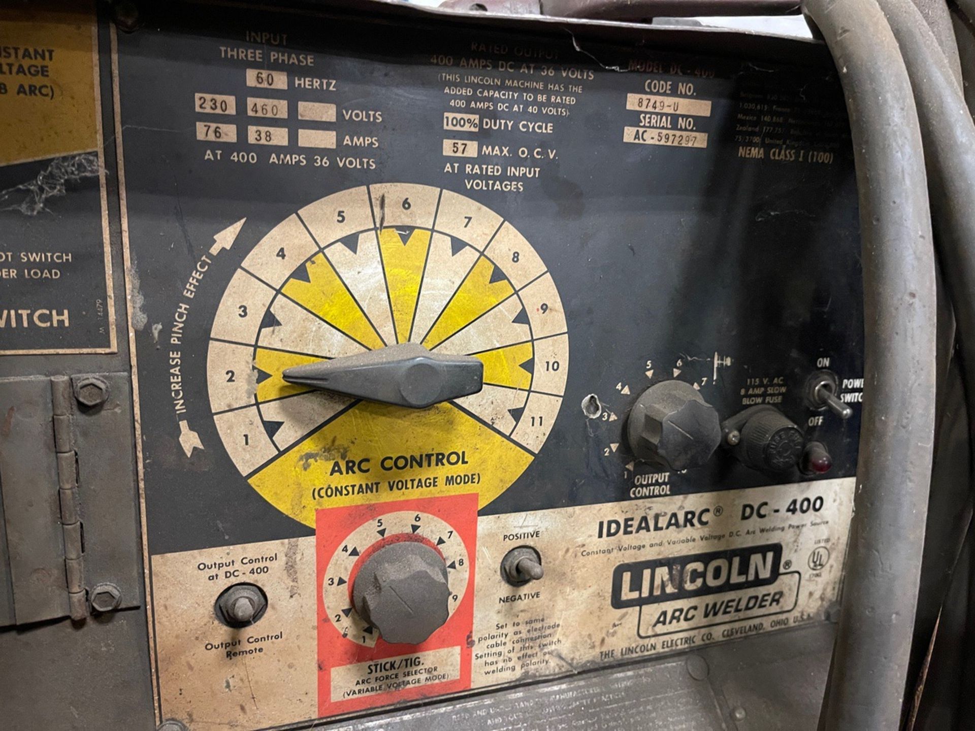 Lot of Lincoln Arc Welder and Rolling Cart, IdealArc, Model #DC-400, Serial #AC-597 | Rig Fee $50