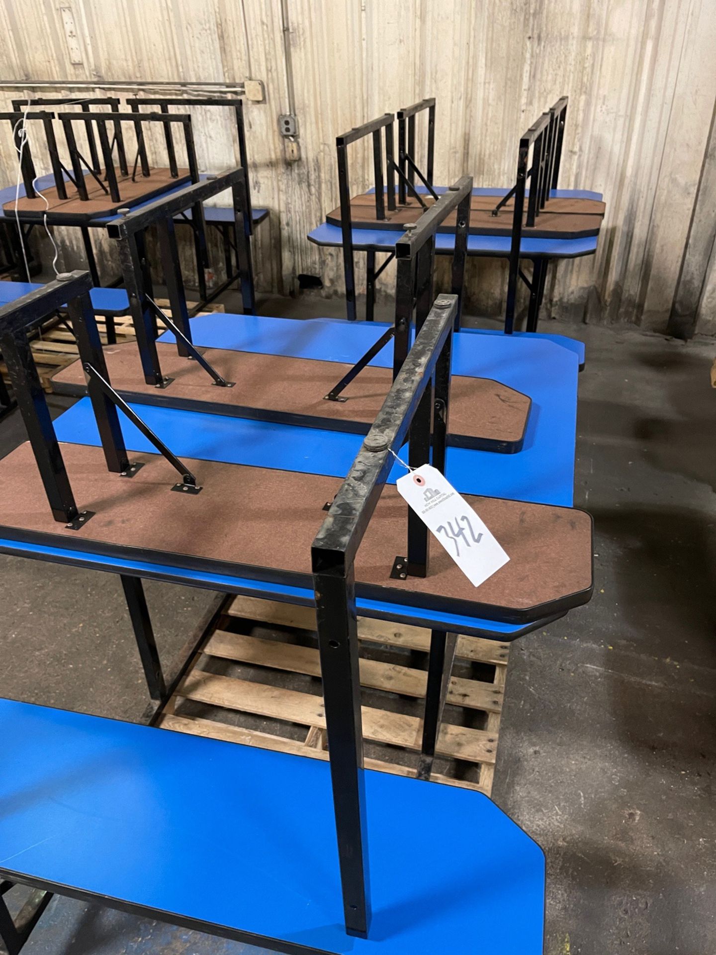 Lot of (2) Break Room Tables, 4' x 4' and seating for 8 | Rig Fee $50