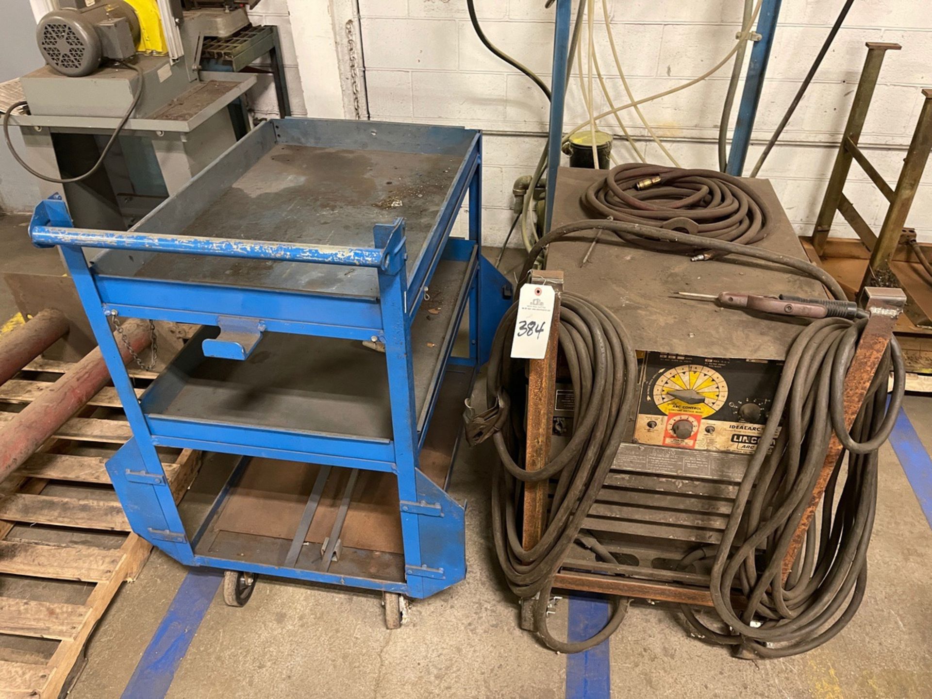 Lot of Lincoln Arc Welder and Rolling Cart, IdealArc, Model #DC-400, Serial #AC-597 | Rig Fee $50 - Image 2 of 2