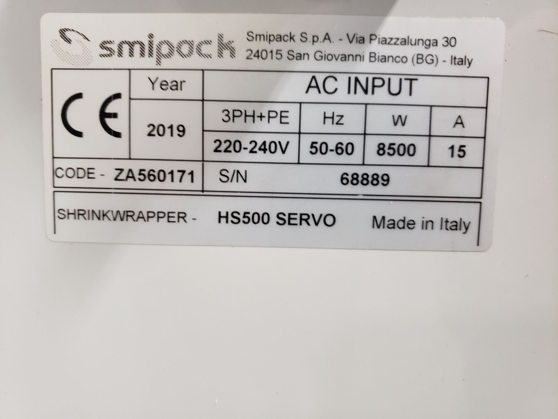 2019 SMIPack Horizontal Flow / Shrink Wrapper, M# HS500 SERVO, S/N 6889, W/ T452H Sh | Rig Fee: $450 - Image 2 of 11