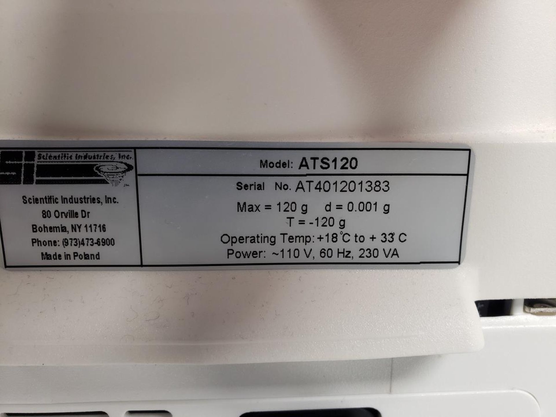 Scientific Industries Moisture Analyzer, M# ATS120, S/N AT401201383 | Rig Fee: $10 - Image 2 of 2