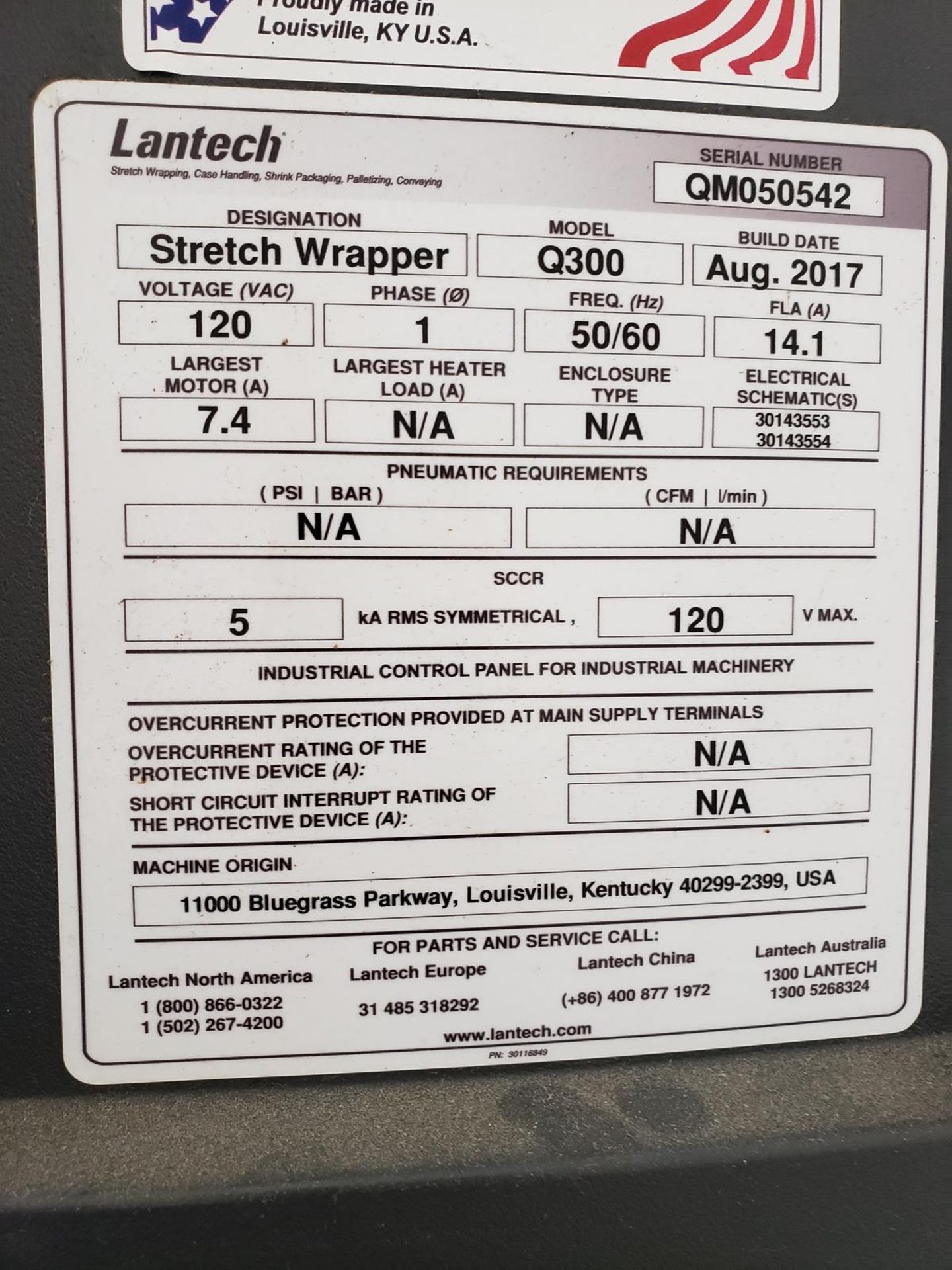 2017 Lantech Stretch Wrapper, M# Q300, S/N QM050542 | Rig Fee: $500 - Image 2 of 3