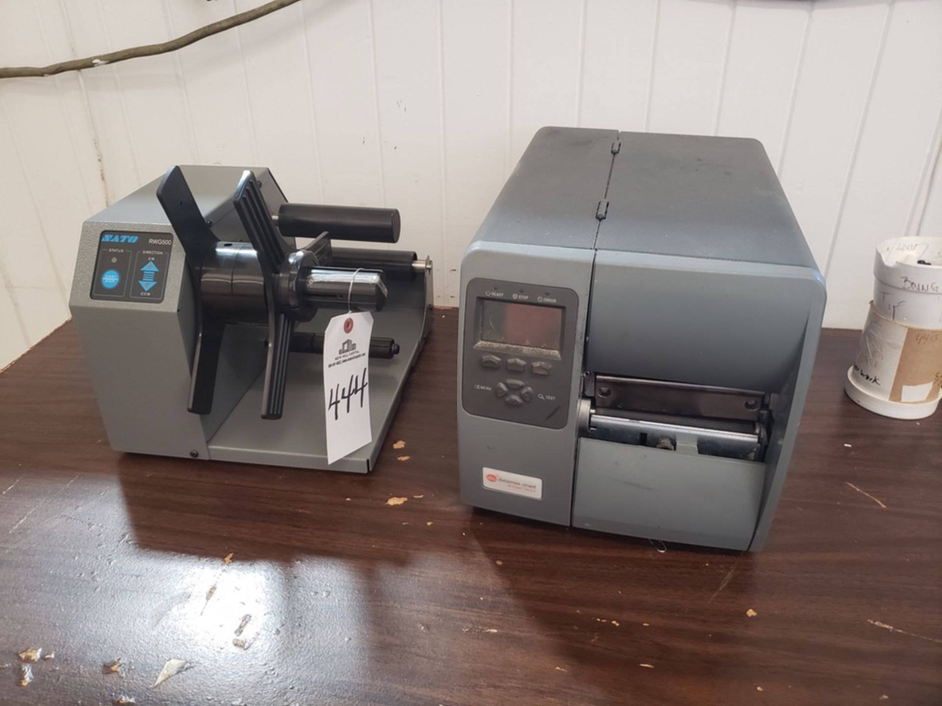 DC datamax-O'neil Label Printer w/SATO RWG500 Label Rewinder | Rig Fee $35