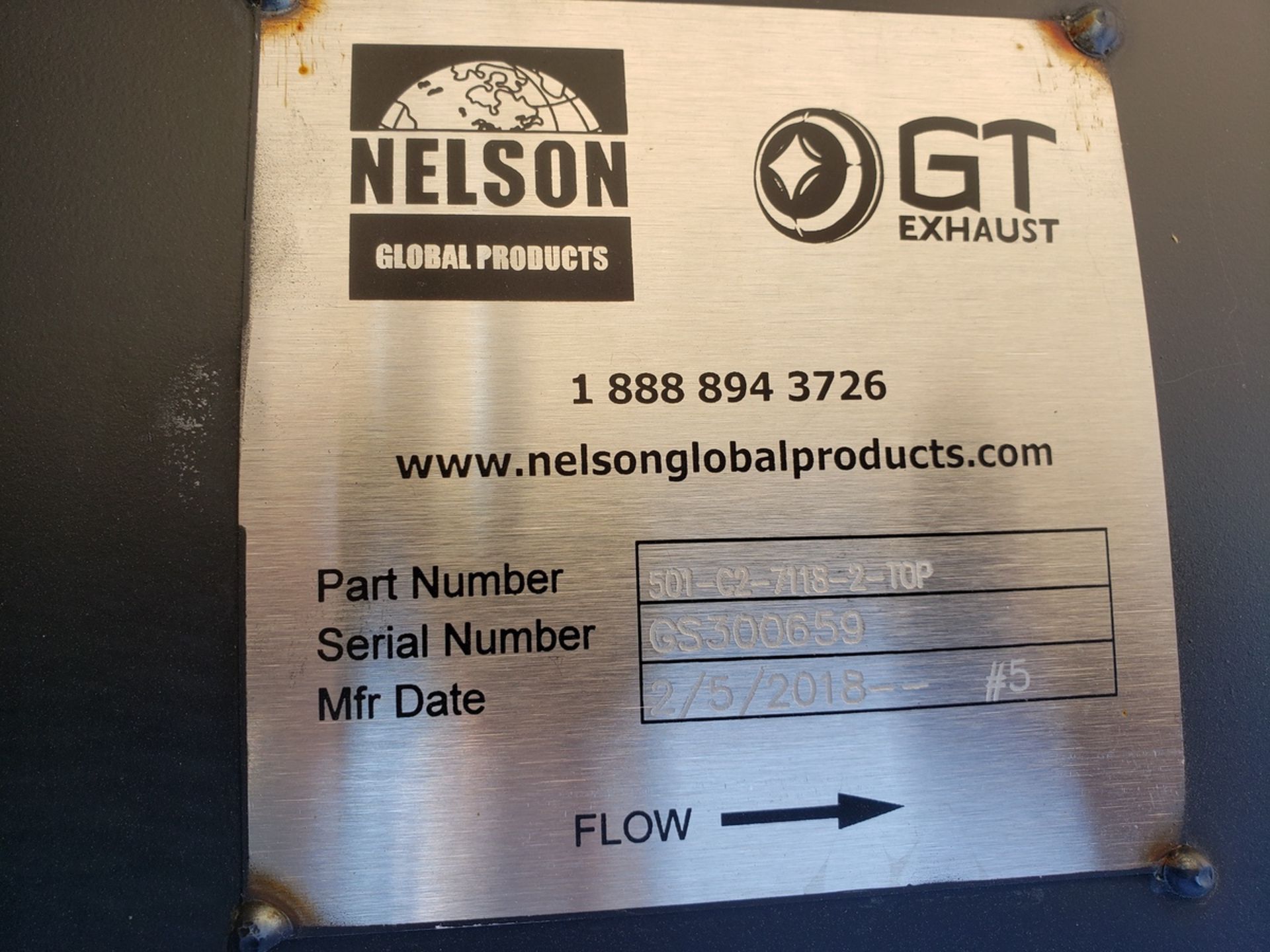 Nelson Standby Generator Muffler, M# 501-C2-7118-2-Top, S/N GS300659-5 | Rig Fee: $325 - Image 2 of 2