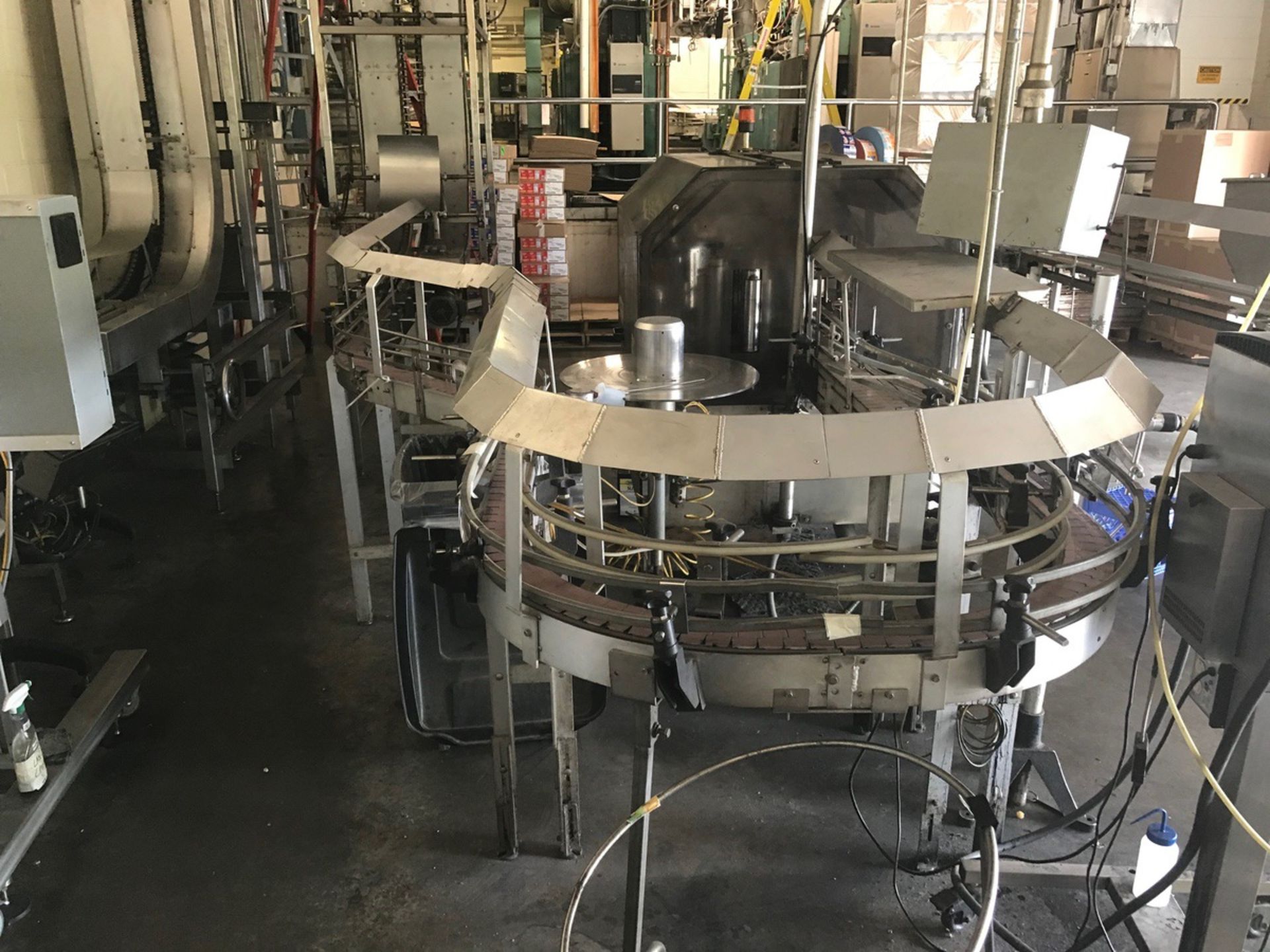 Small Bottle Conveyor, 3.25in Plastic Belt, Approx 20 ft w/ Allen Bradley Powerflex4 | Rig Fee $300