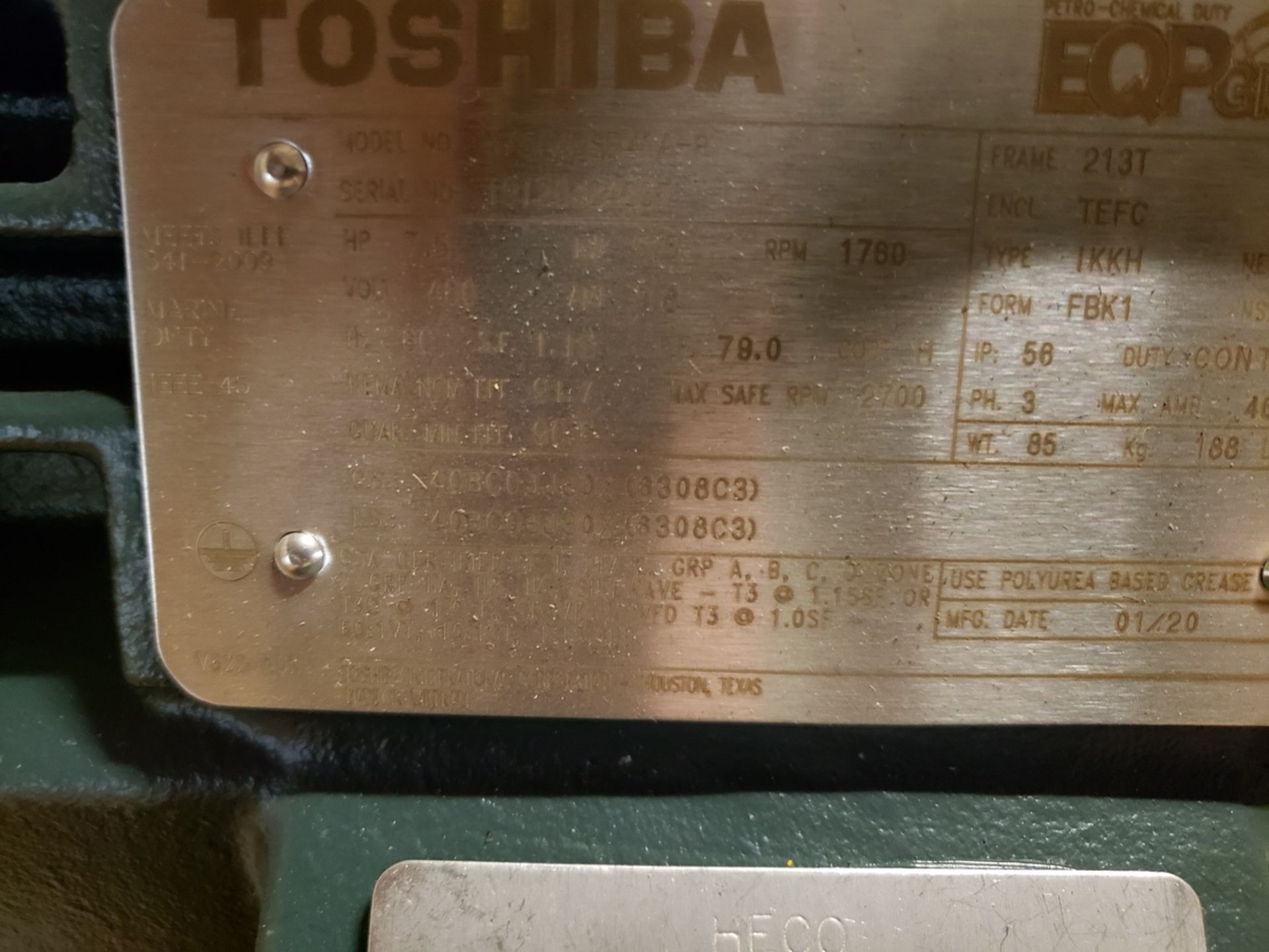 Toshiba Motor, 7.5 HP, 213T Frame | Rig Fee $125 - Image 2 of 2