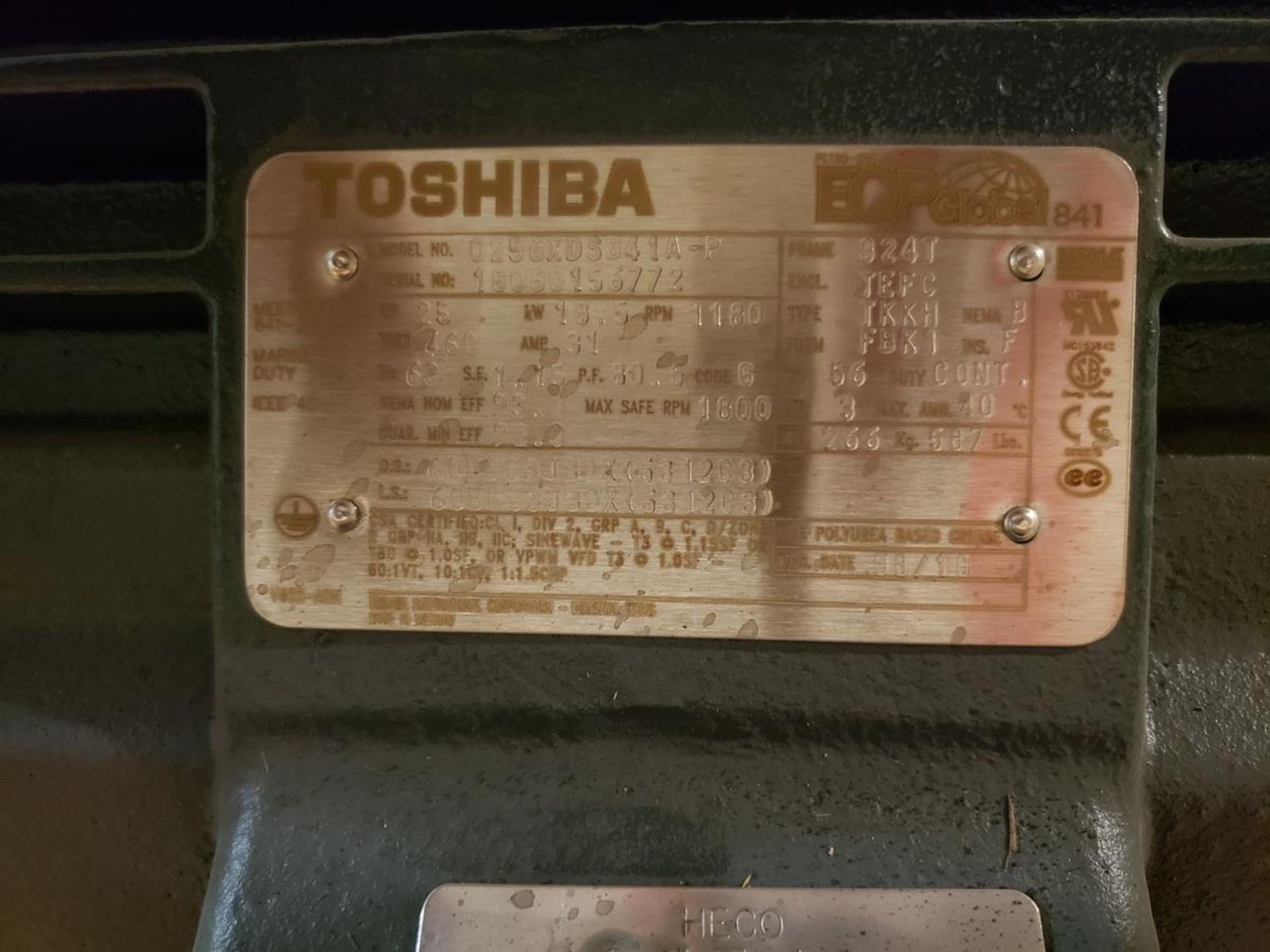 Toshiba Motor, 25 HP, 324T Frame | Rig Fee $125 - Image 2 of 2