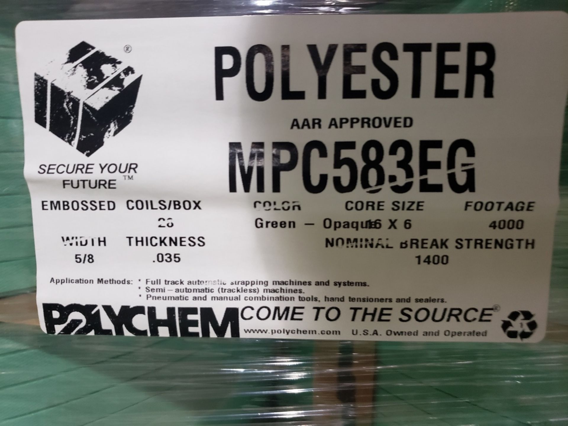 Lot of (4) Coils Polychem Polyester Strapping Material, 5/8" Width, .035 Thickness | Rig Fee $50 - Image 2 of 2