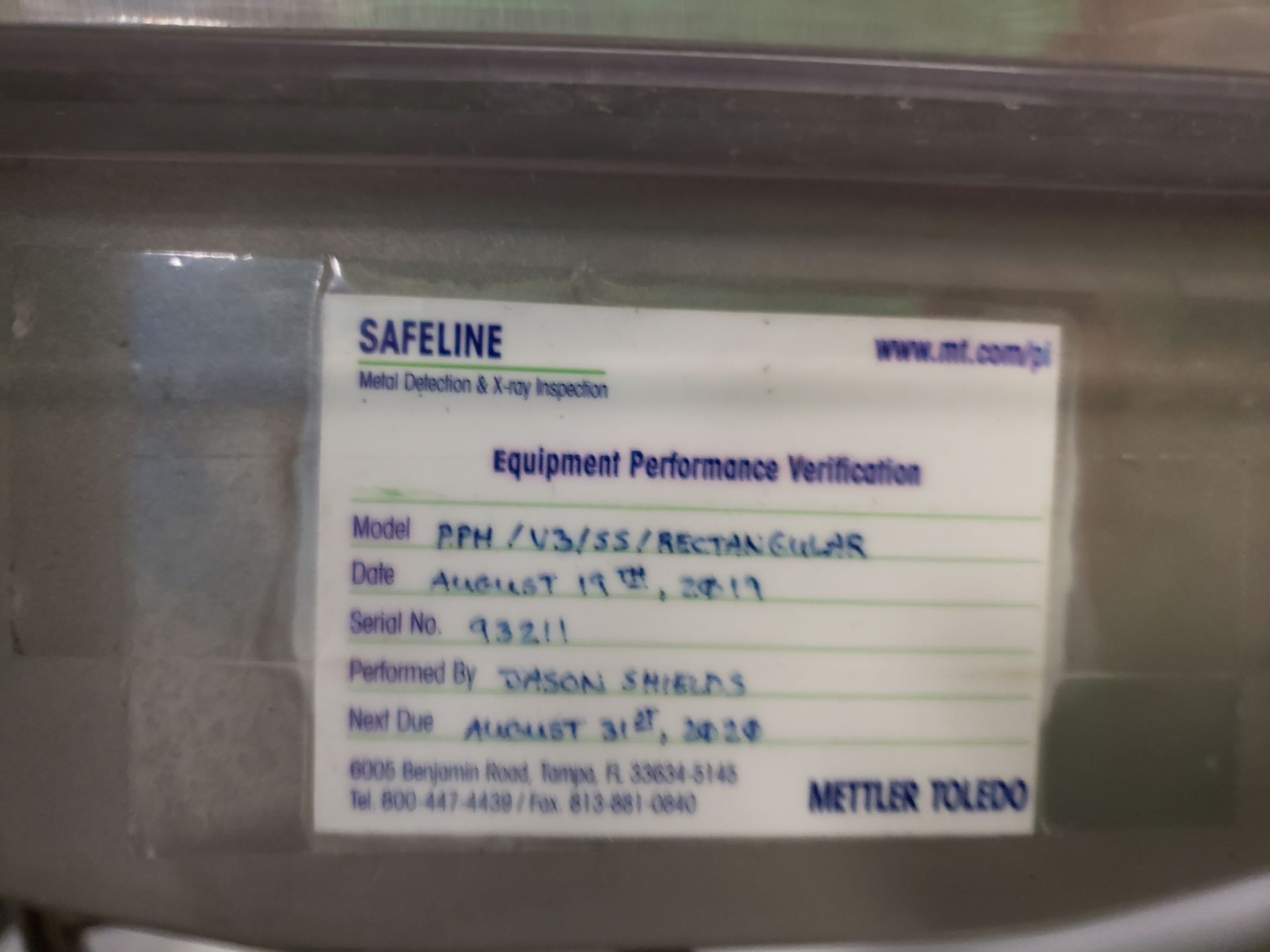 Mettler Toledo Safeline Metal Detector, M# PPH/V3/SS/Retangular, S/N 93211, 8 1/2" X | Rig Fee $350 - Image 3 of 5