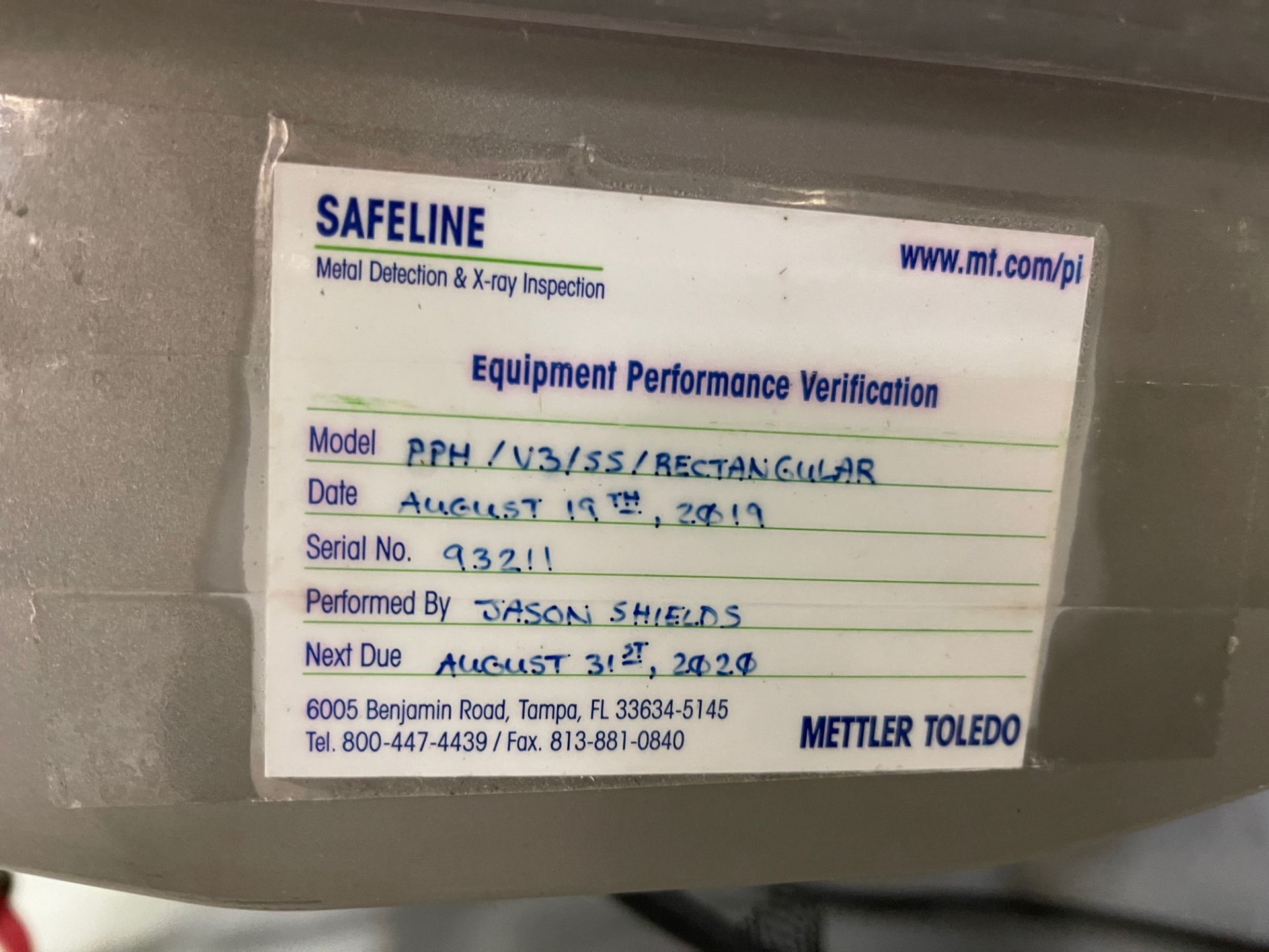 Mettler Toledo Safeline Metal Detector, M# PPH/V3/SS/Retangular, S/N 93211, 8 1/2" X | Rig Fee $350 - Image 4 of 5