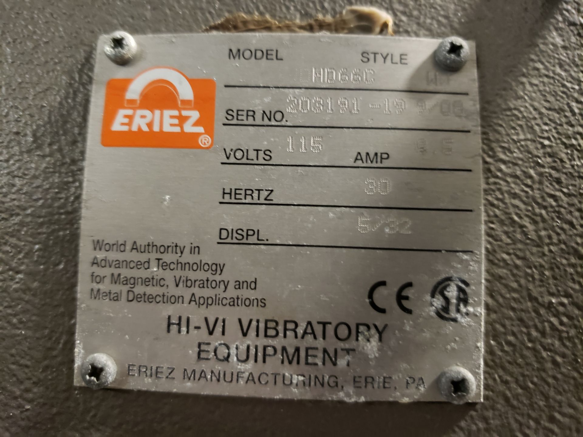 Eriez HD66C - W 12" High Deflection Vibratory Feeder, S/N 203191-19 | Rig Fee $350 - Image 3 of 5