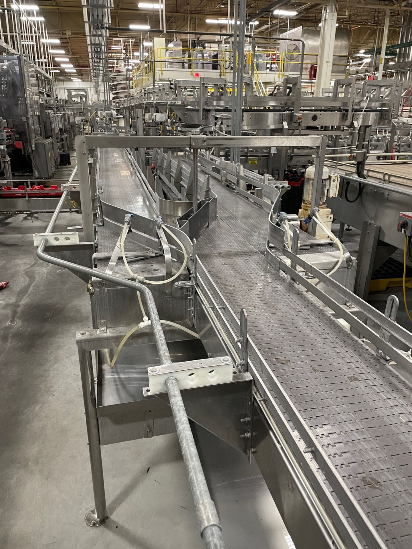 Ambec Stainless Steel 2-Lane Dividing Conveyor, Approx 8ft W Belt x 10ft L (Before | Rig Fee $600