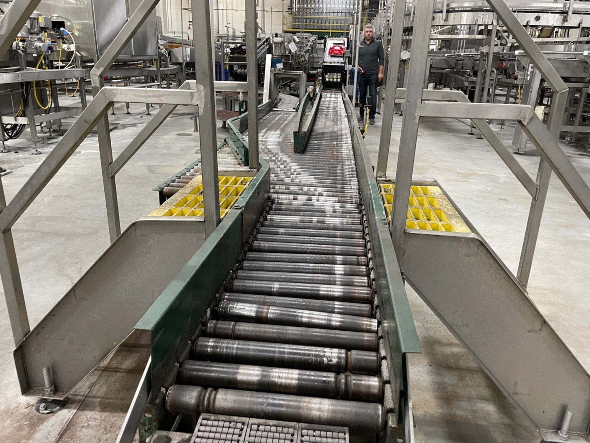 Power Roller Conveyor, Approx 14in W Belt x 28ft L & 18ft L Legs | Rig Fee $350 - Image 2 of 2