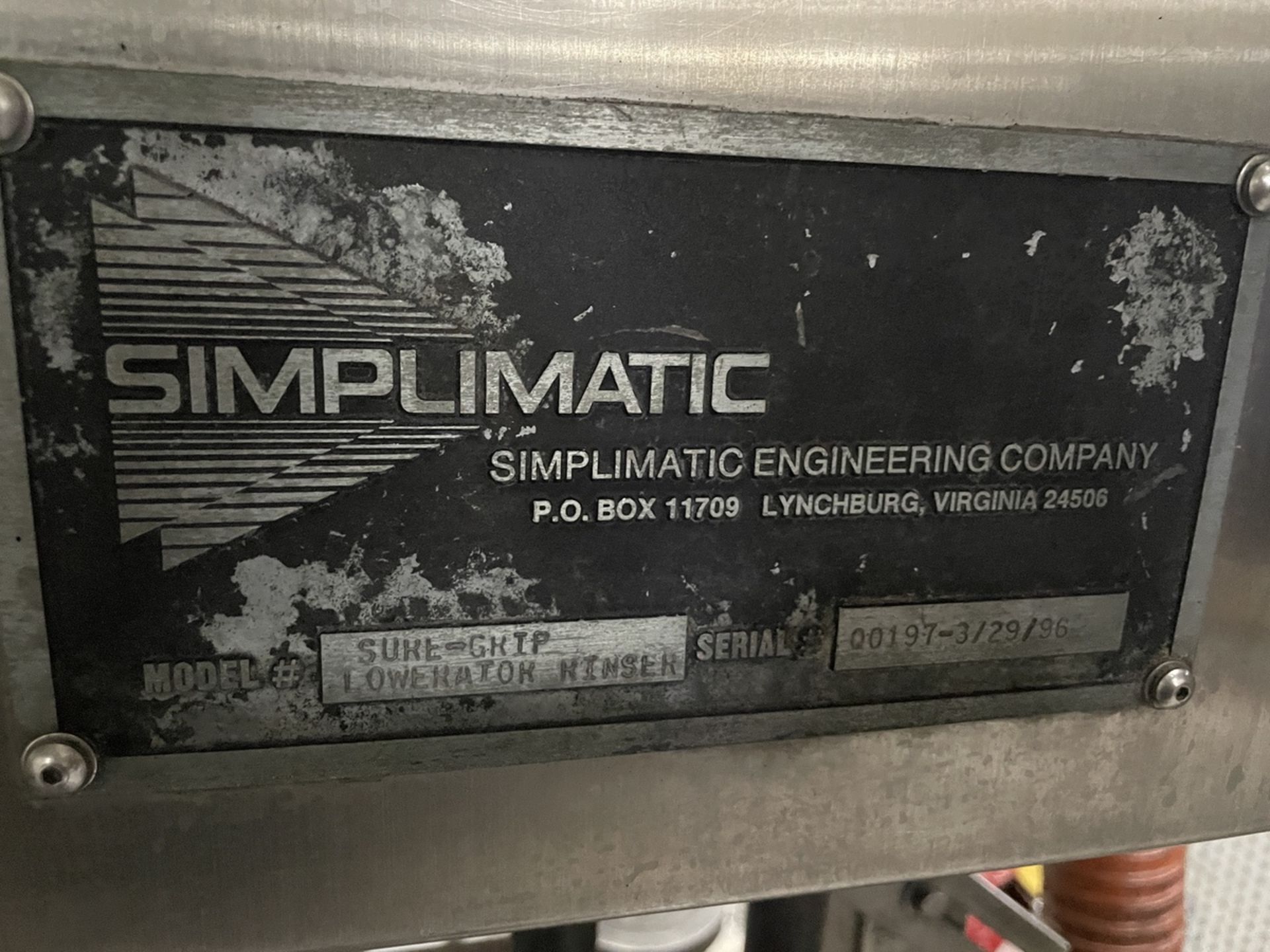 Simplimatic Sure-Grip Lowerator Rinser, w/ Pur-Rinse AV-B1000 Waterless Bottle Rins | Rig Fee $1750 - Image 5 of 5