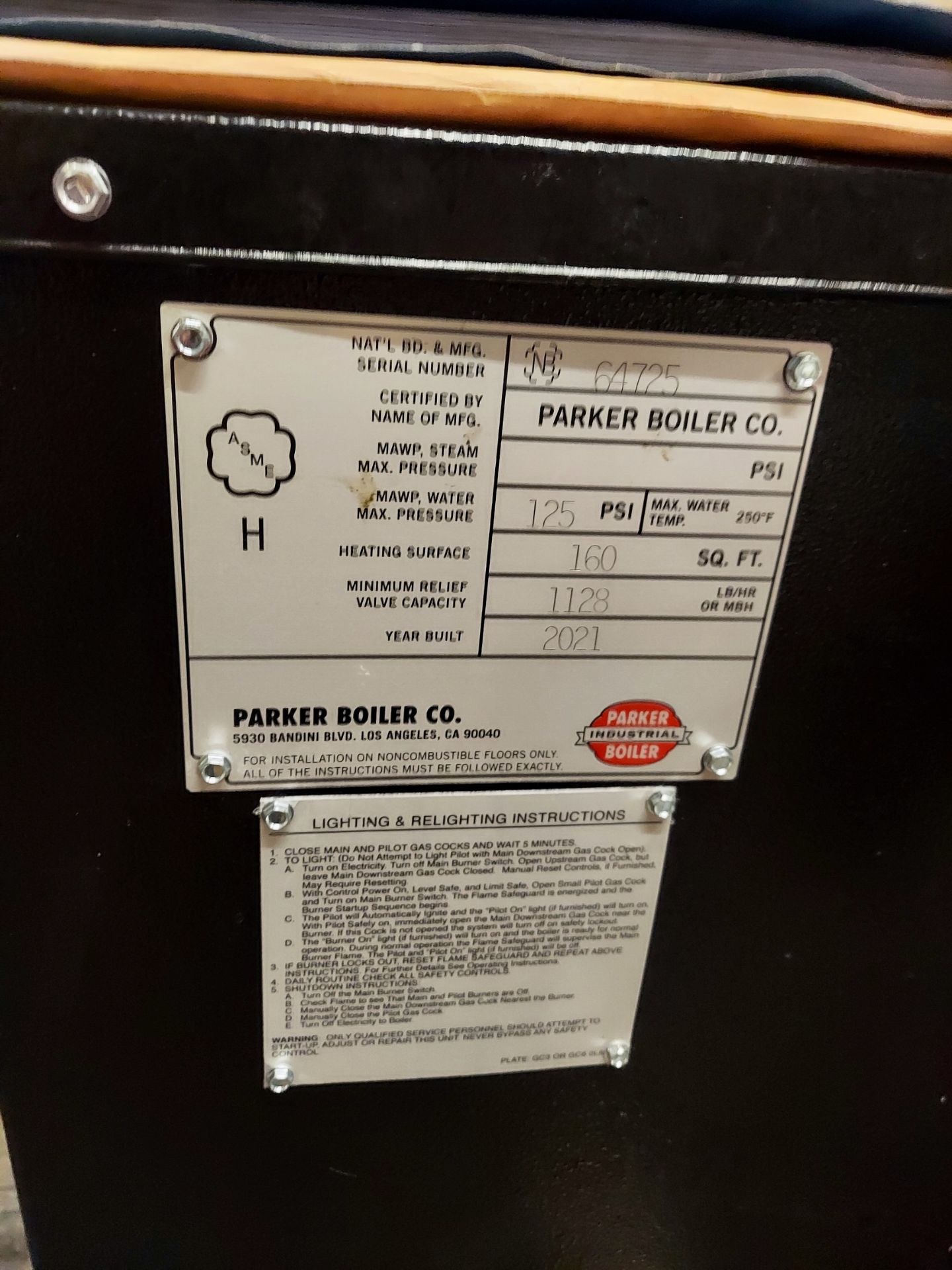 2021 Parker Industrial Model WH-1410L Indirect Nat Gas Fired Boiler / Hot Water Hea | Rig Fee: $2150 - Image 10 of 10