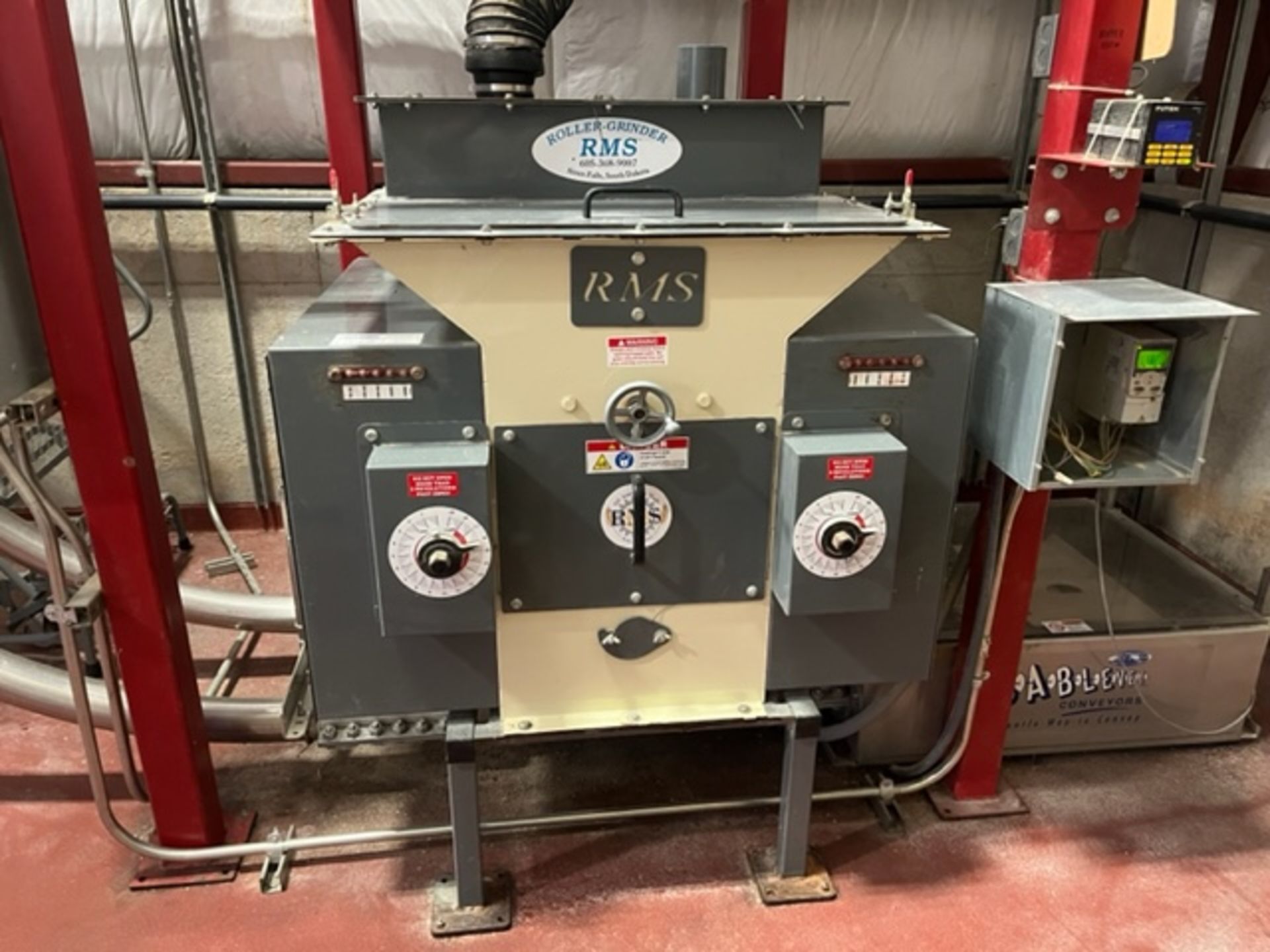 RMS 6X6 Single Pair Grain Mill, 5 HP, 45-Deg Discharge | Rig Fee $500