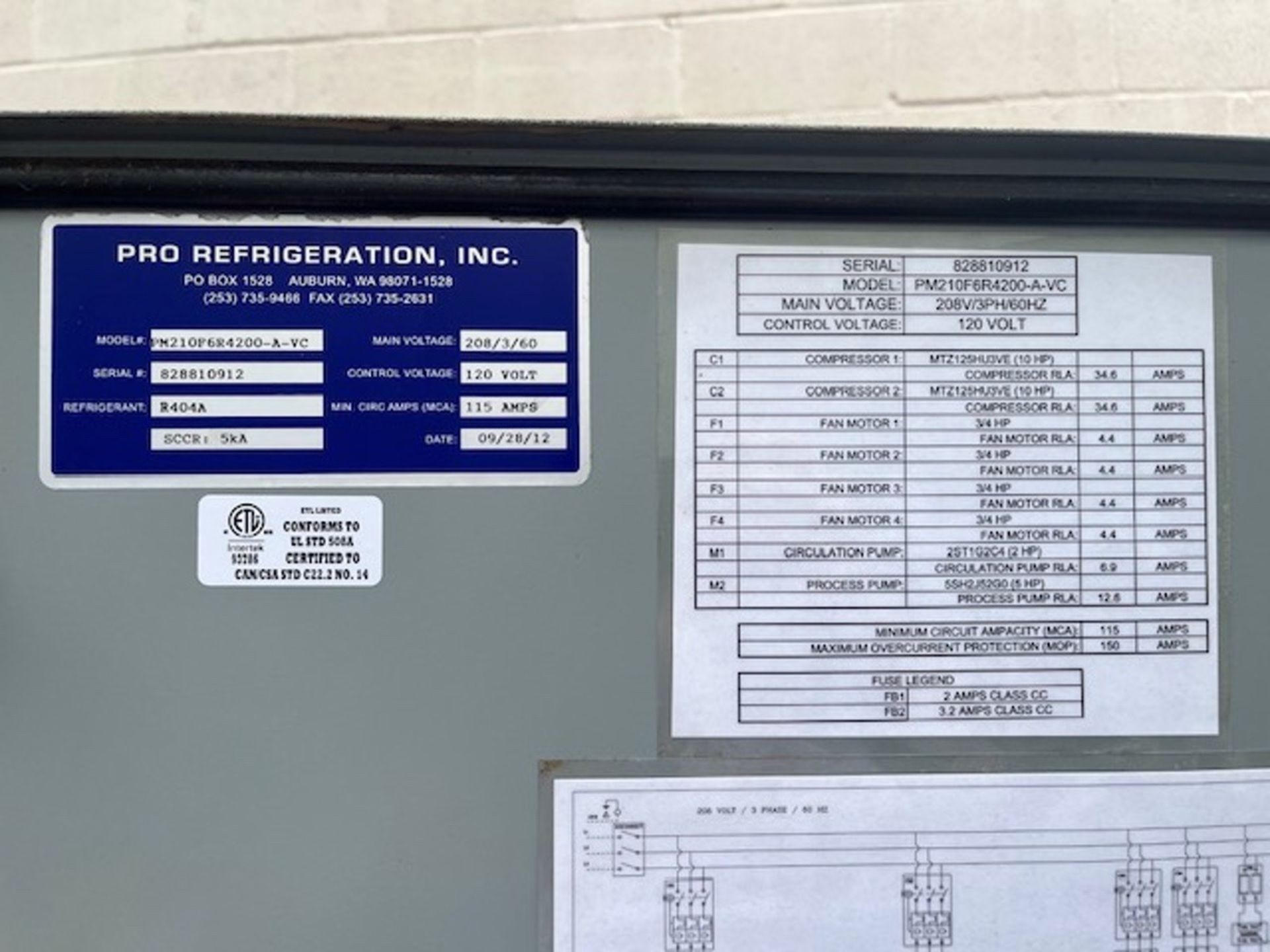 Pro Refrigeration Glycol Chiller, PM210F6R4200-A-VC, S/N: 828810912 | Rig Fee $1250 - Image 5 of 5