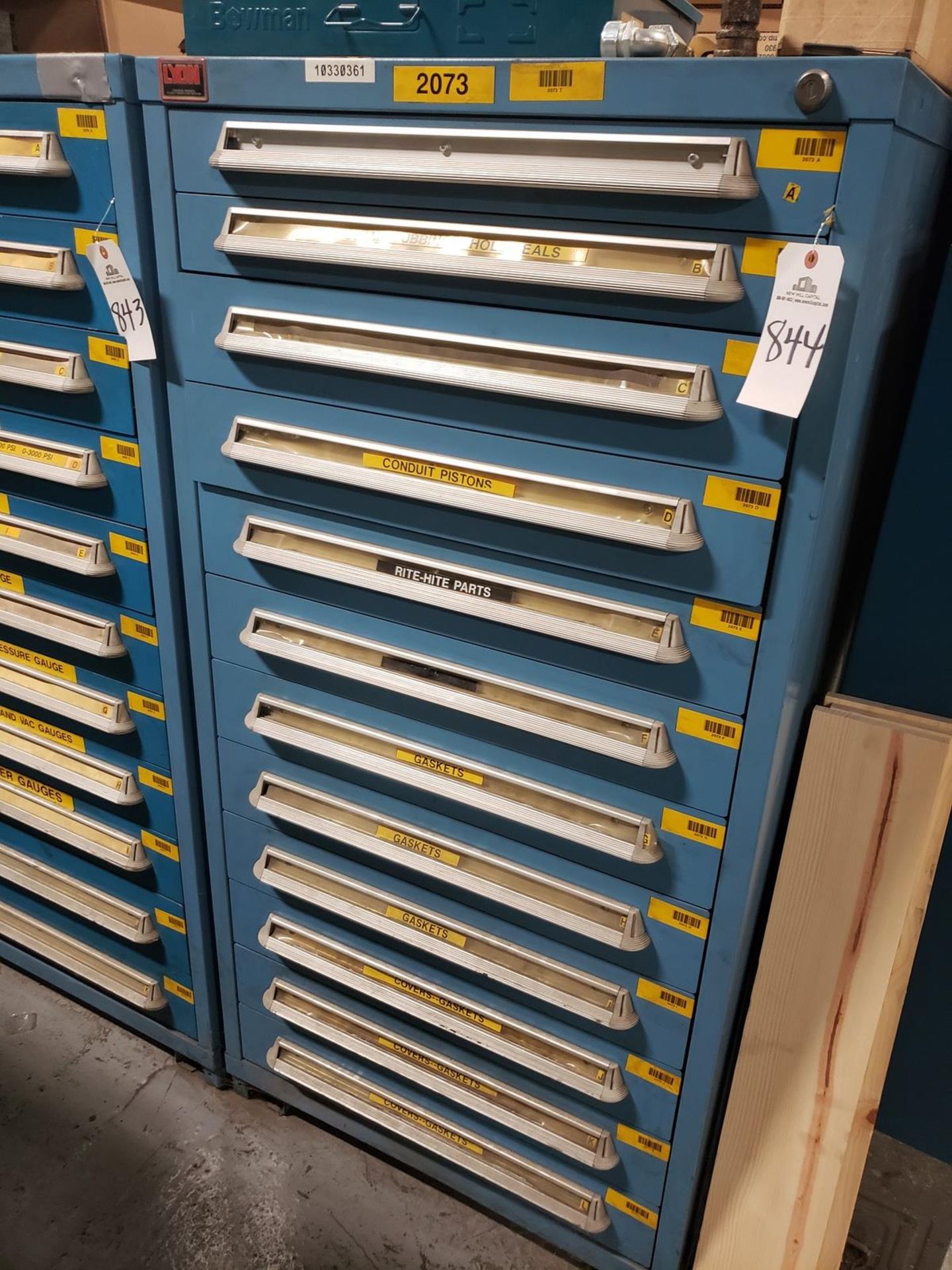 Lyon 12 Drawer Storage Cabinet, W/ Contents | Rig Fee $185