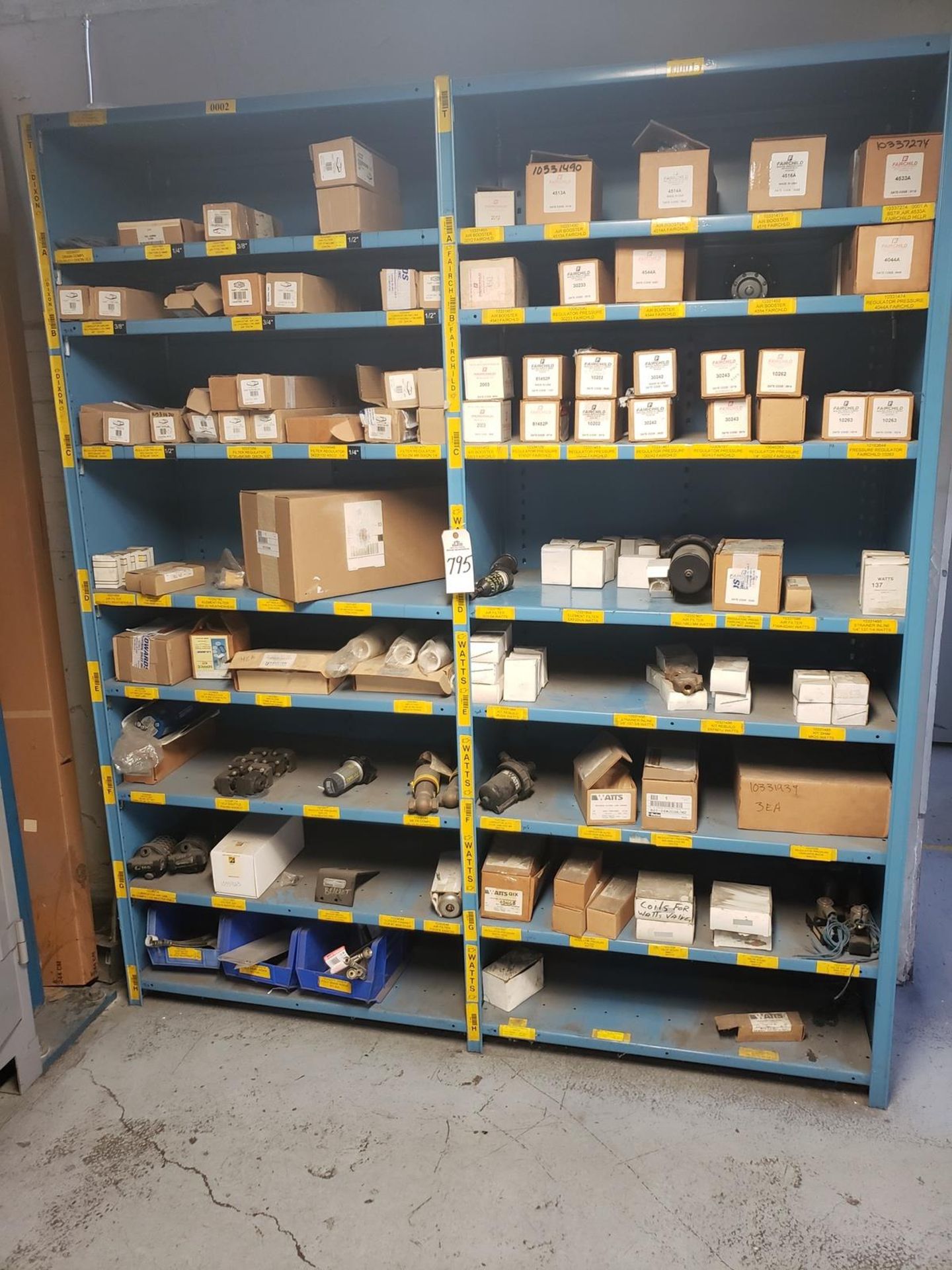 Contents of (2) Storage Shelf Sections, Spare Parts | Rig Fee $185