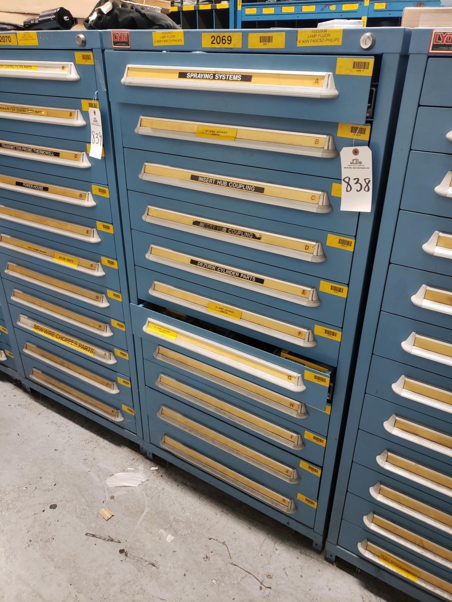 Lyon 11 Drawer Storage Cabinet, W/ Contents | Rig Fee $185