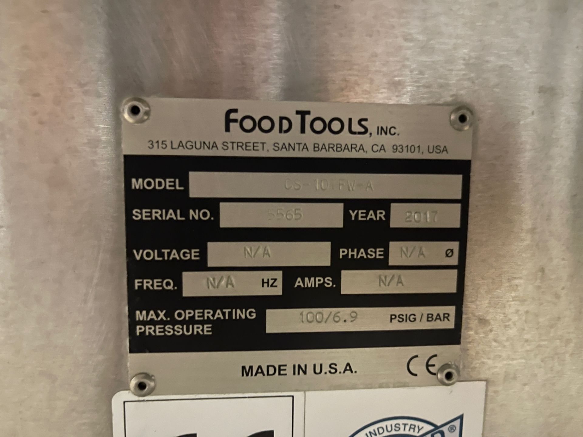 2017 Food Tools Pastry Cutter, Model CS-101FW-A, S/N 5565 | Rig Fee $250 - Image 4 of 5