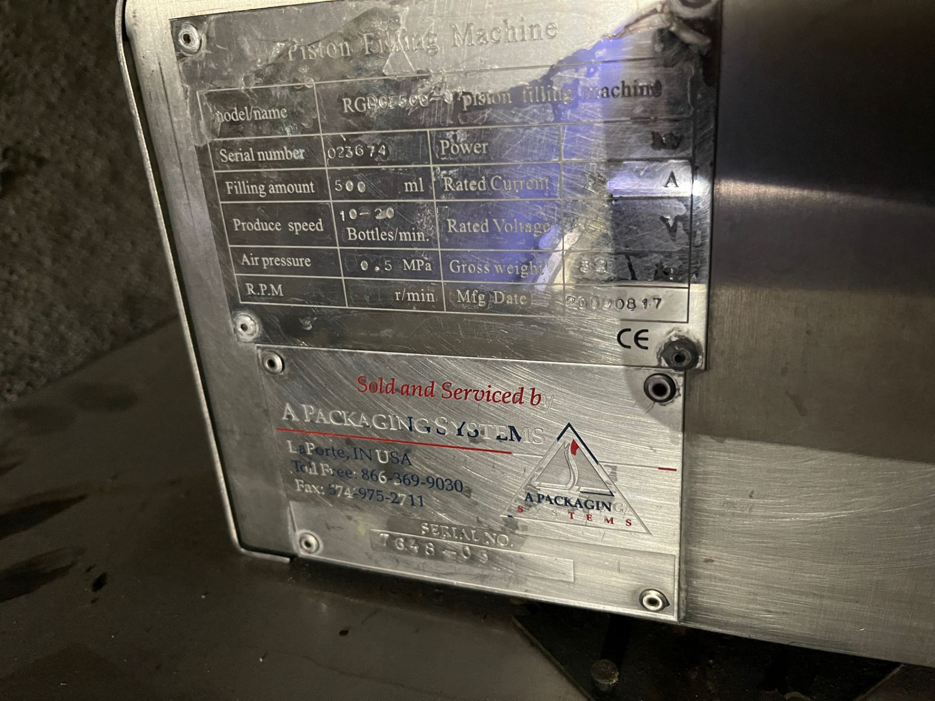 A Packaging Systems Piston Filling Machine, Model RGDGF50 | Rig Fee $25 - Image 2 of 2