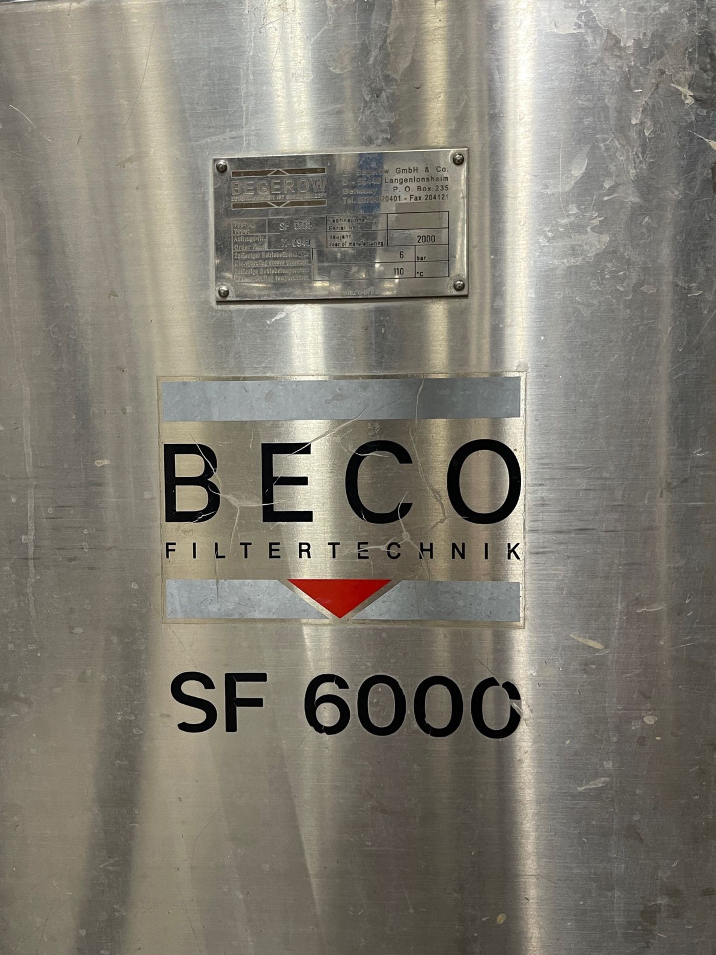 Begerow Beco FILTERTECHNIK Plate and Frame Filter System, Model SF 6300 (Located i | Rig Fee $375 - Image 4 of 5