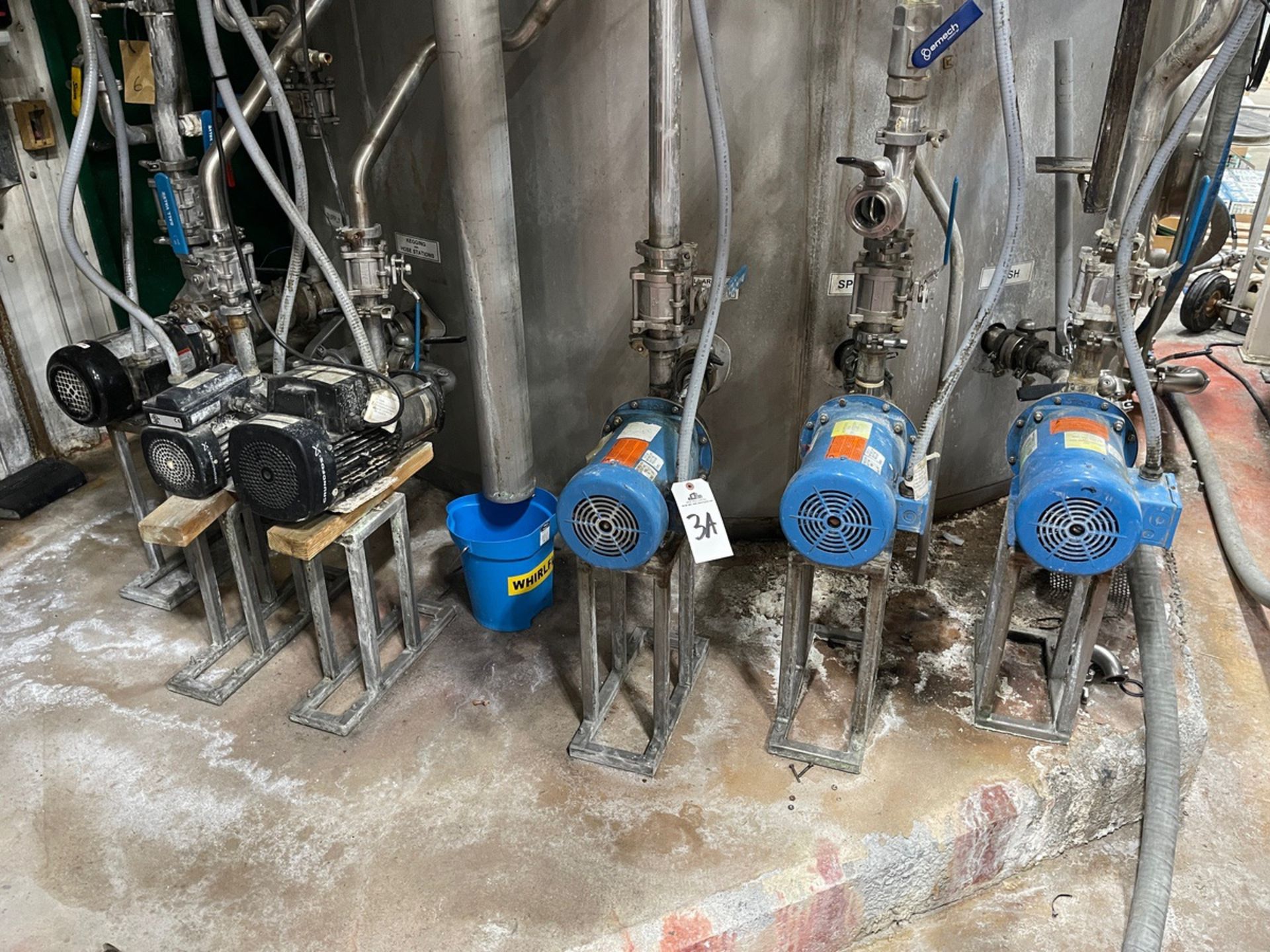 Lot of (6) Transfer Pumps Attached to Hot Liquor Tank (Located in Bridgewater, VT) | Rig Fee $350