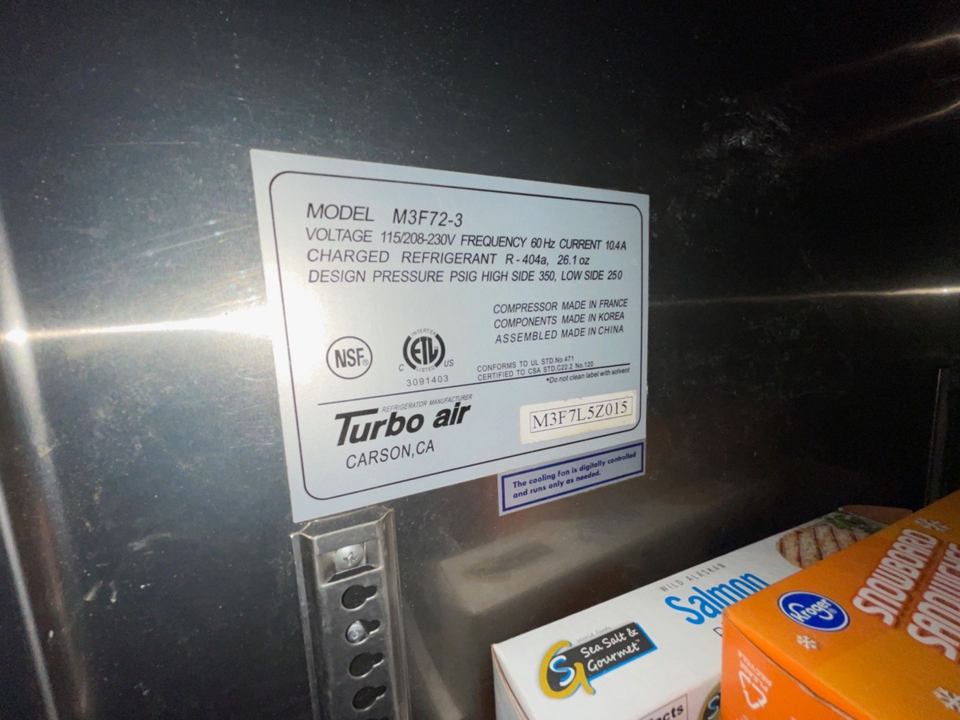 Turbo Air Stainless Steel 3 Door Freezer, Model M3F72-3 | Rig Fee $100 - Image 4 of 4