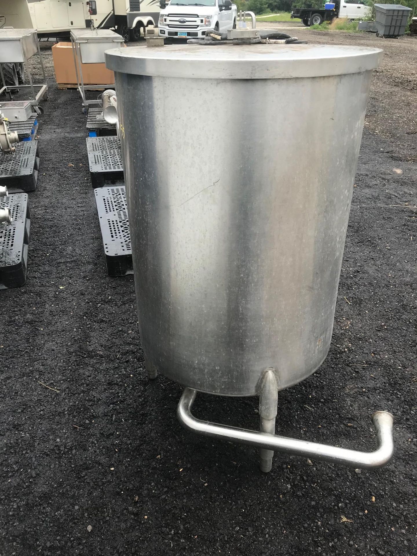 100 Gal (Approx) Stainless Steel Tank, Approx Dims: 30in Dia x 53in OAH (Located | Rig Fee $100 - Image 2 of 3