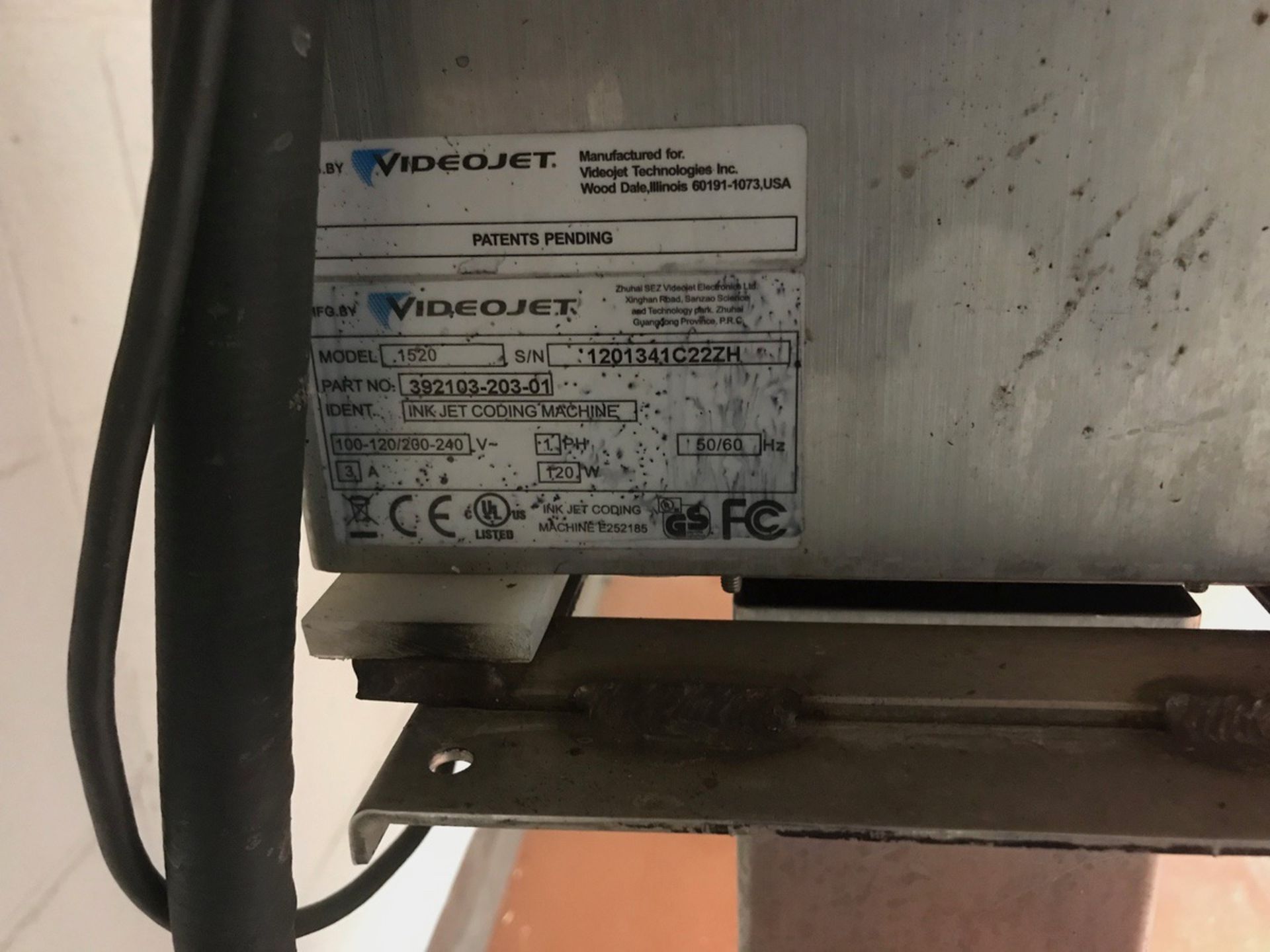 Videojet 1520 Inkjet Coder, S/N: 1201341C22ZH | Rig Fee $50 - Image 2 of 2