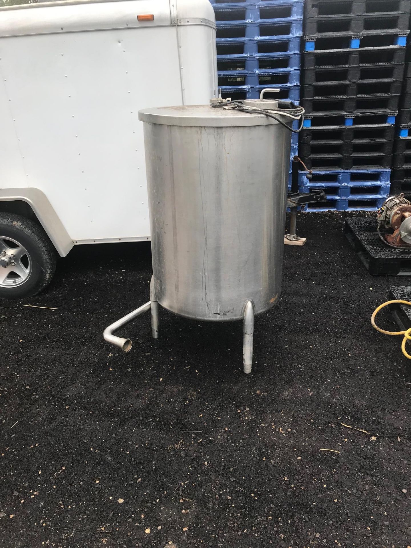 100 Gal (Approx) Stainless Steel Tank, Approx Dims: 30in Dia x 53in OAH (Located | Rig Fee $100