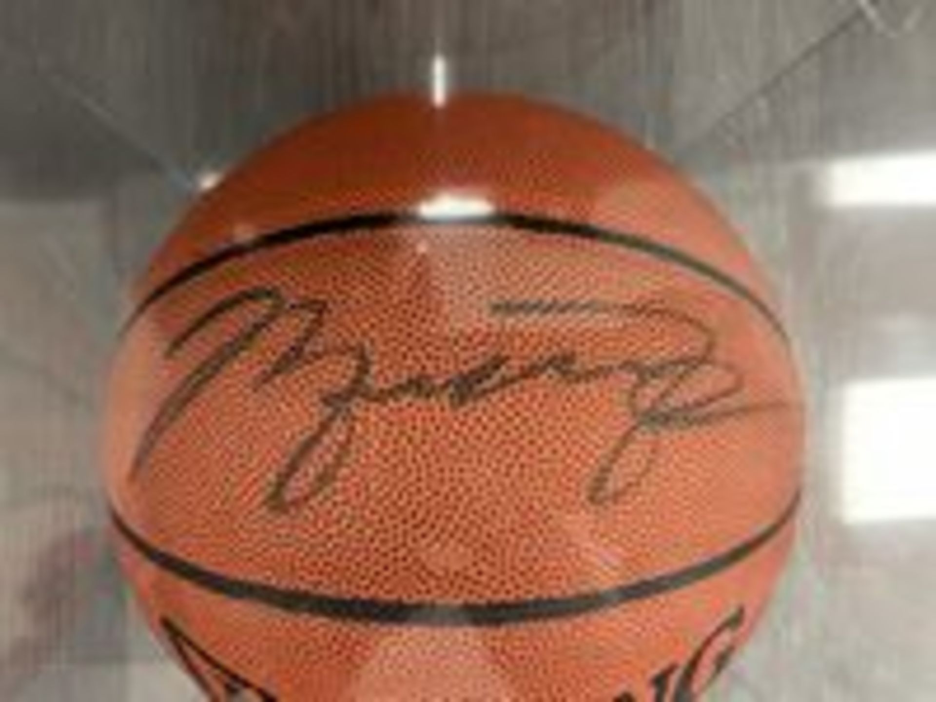 (Lot) Spalding Basketball Signed By Michael Jordan in Protective Case w/ Commemorative Plastic Cup - Image 2 of 3