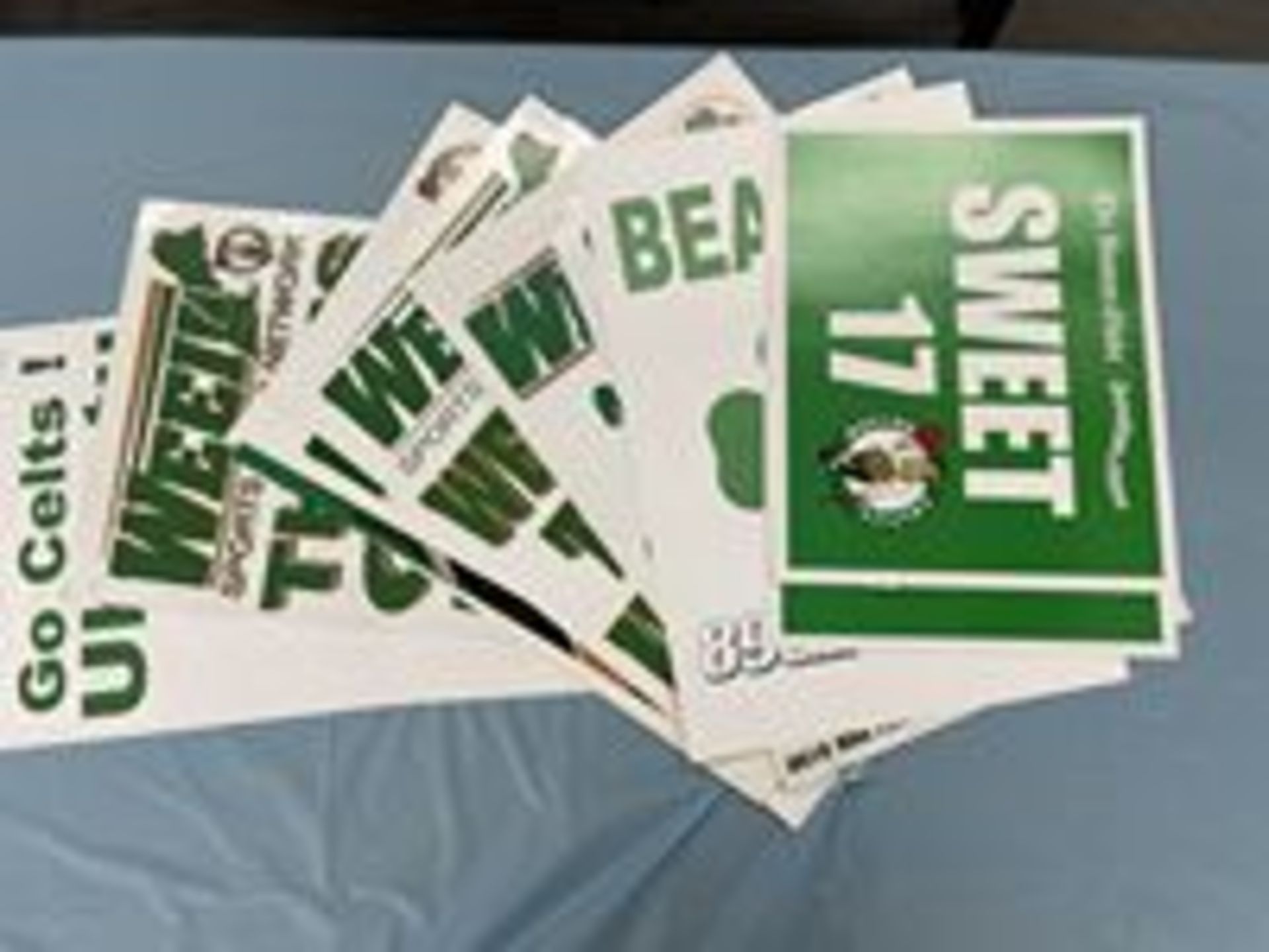 (Lot) Approx. (18) Celtics Championship 2 Sided Signs