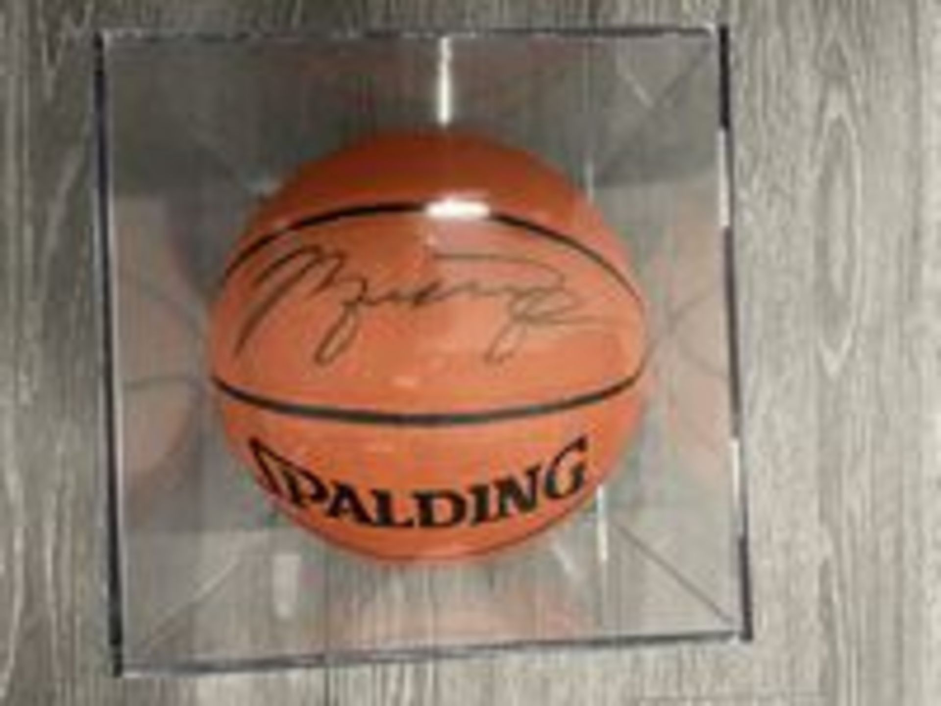 (Lot) Spalding Basketball Signed By Michael Jordan in Protective Case w/ Commemorative Plastic Cup