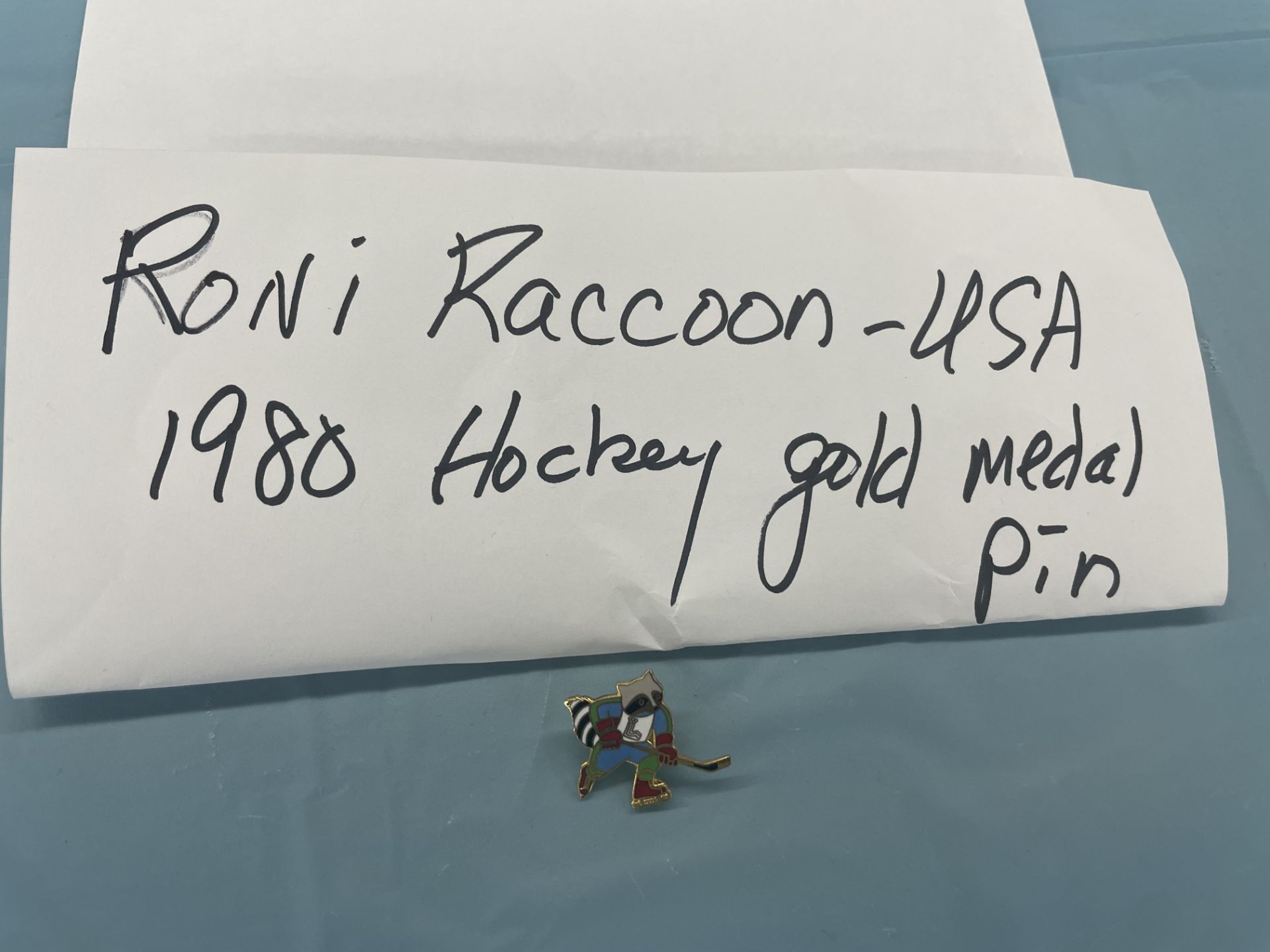 (Lot) Roni Racoon USA 1980 Hockey Gold Medal Pin - Image 3 of 3