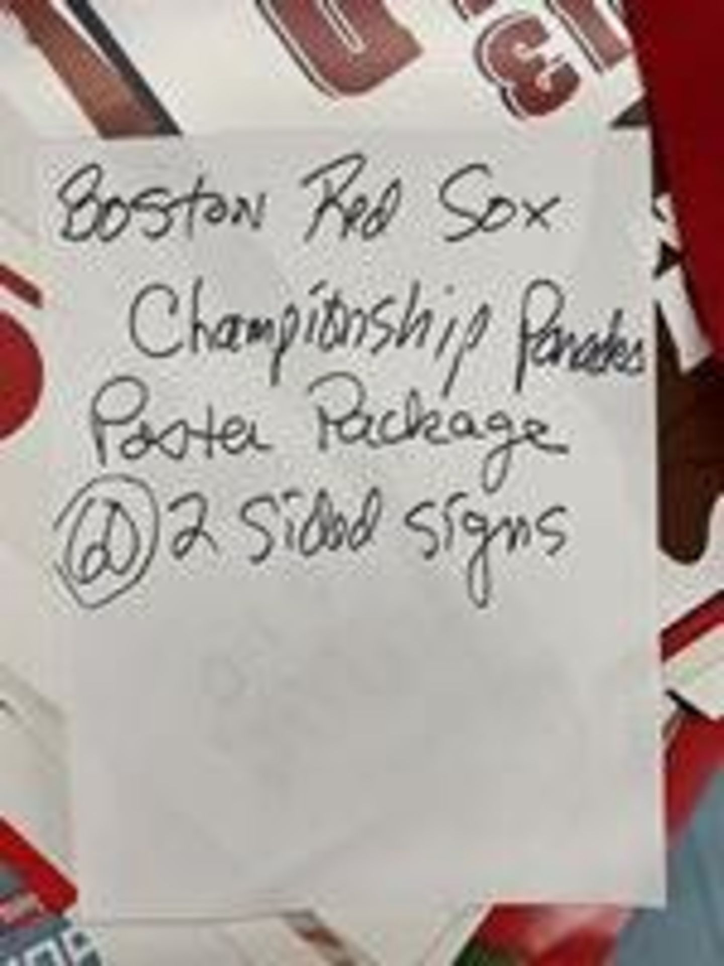 (Lot) Approx. (41) 2 Sided Red sox Championship Parade Signs - Image 2 of 2