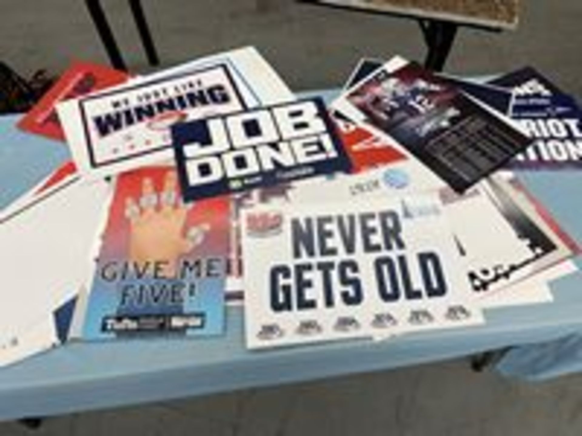 (Lot) Approx. (47) 2 Sided Patriots Championship Parade Signs - Image 2 of 2