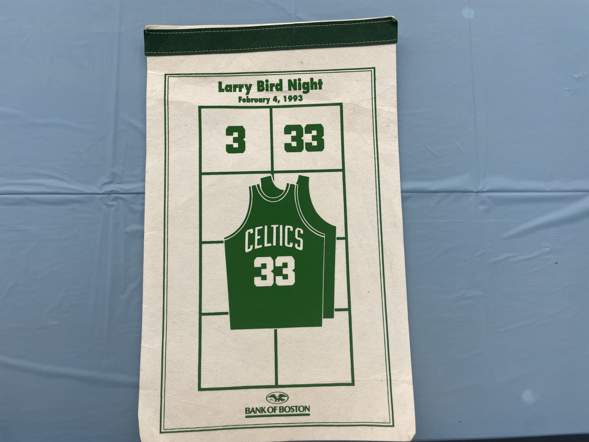 (Lot) Larry Bird c/o: Larry Bird Night Feb 4 1993 Commemorative Jersey Banner, Feb 3 1993 - Image 7 of 7