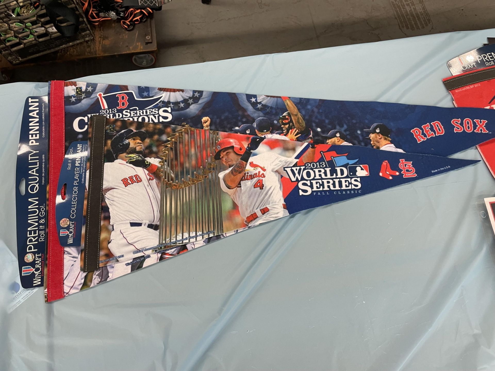 (Lot) Red Sox c/o: 8 time World Series Champions Premium Banner, 2004 David Ortiz Wheaties Box, 2013 - Image 5 of 6
