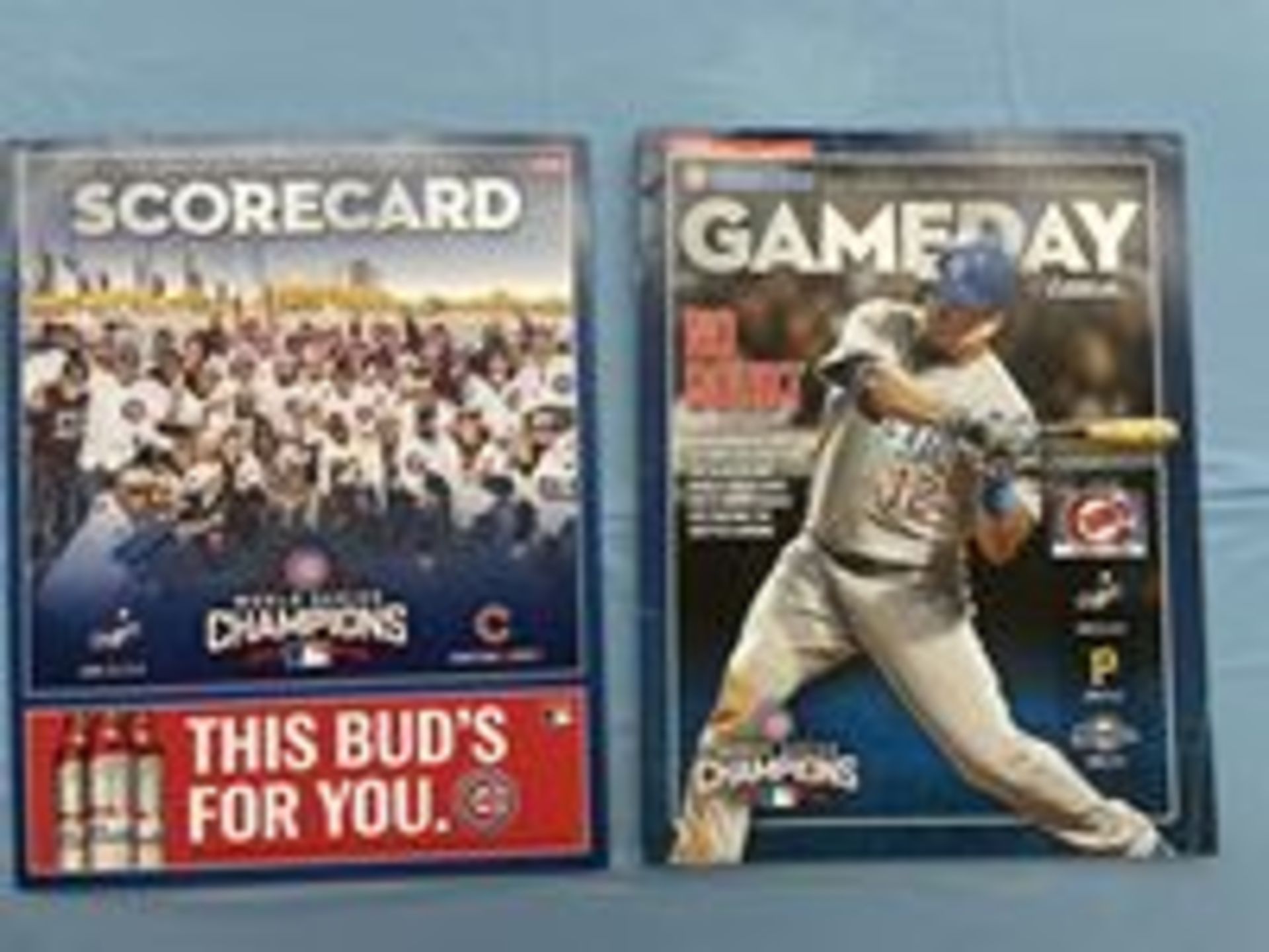 (Lot) 2016 Chicago Cubs World Series Cubs c/o: 5 Win Craft Pins, Opening Day Ticket Stub in case - Image 5 of 10