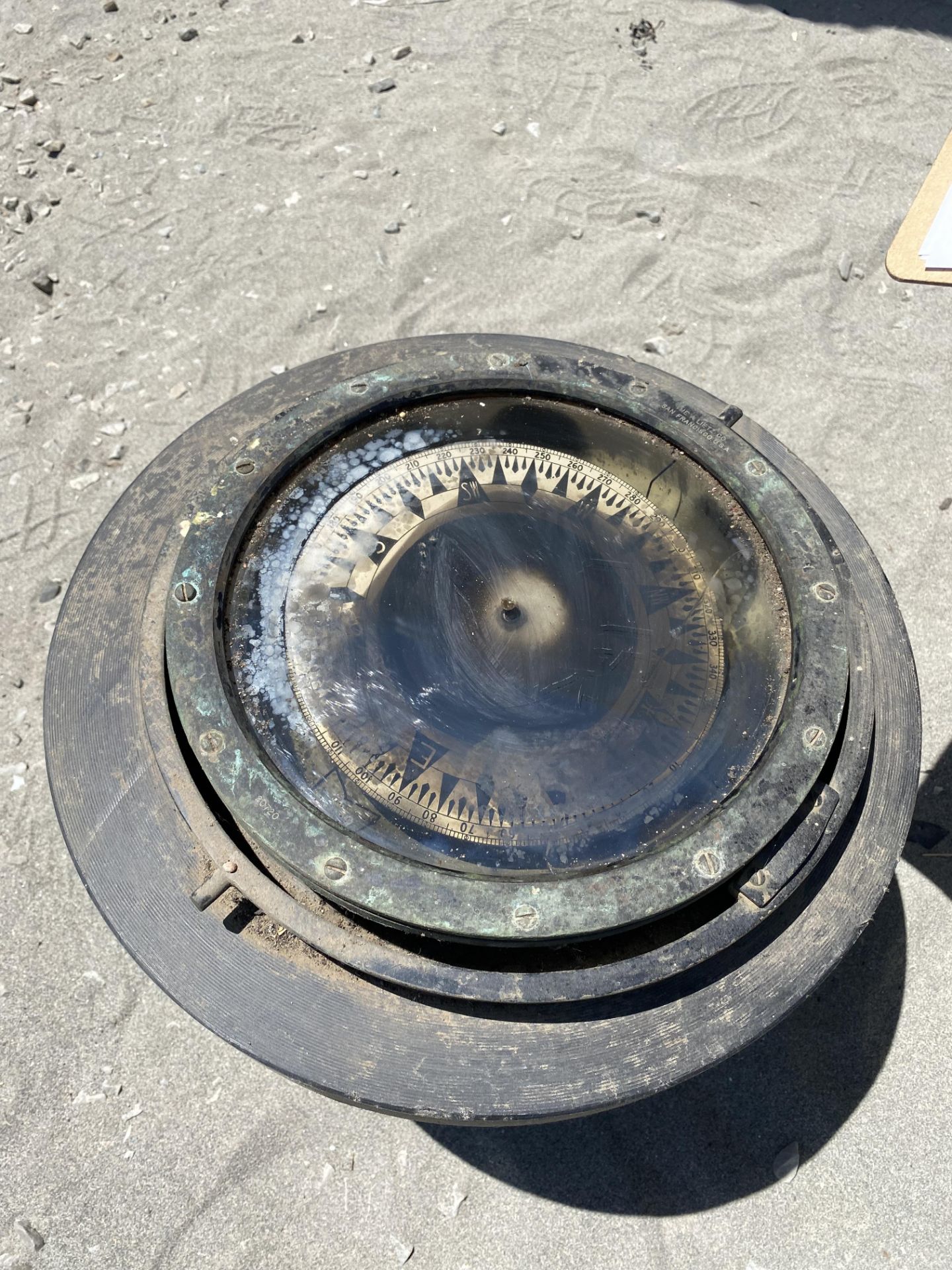 Antique Leitz San Francisco Oil Filled Compass (Whale Oil), 8" Dial w/Brass Trim - Image 3 of 6