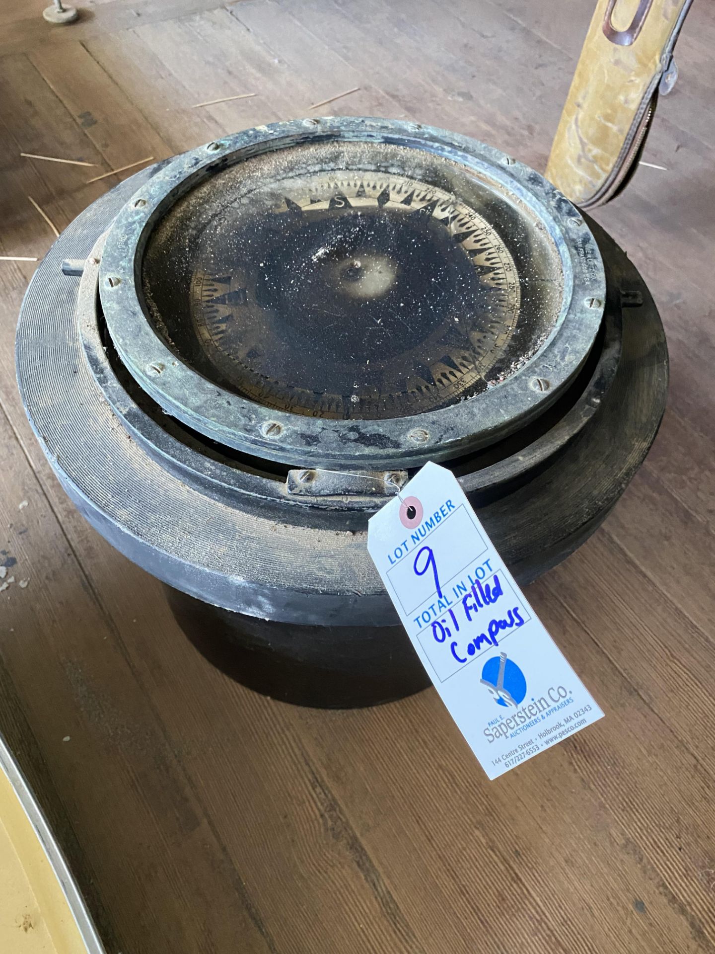 Antique Leitz San Francisco Oil Filled Compass (Whale Oil), 8" Dial w/Brass Trim