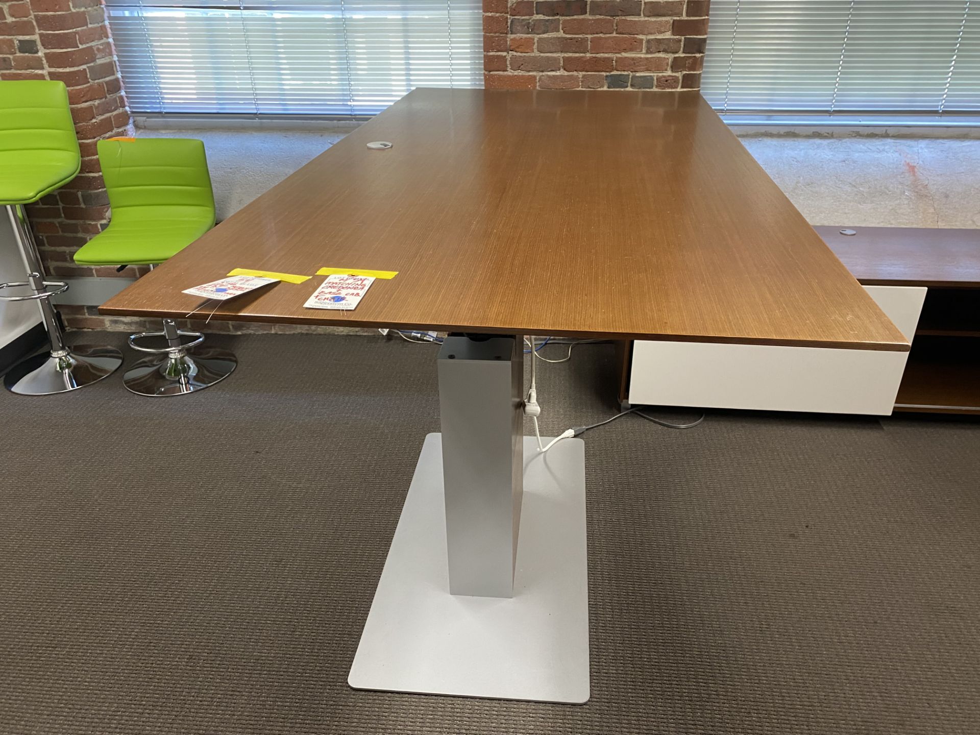 {LOT} 3' x 6' Ergonomic Electric Height Adjustable Wood Top Desk (49" Max Height) w/Matching - Image 2 of 4